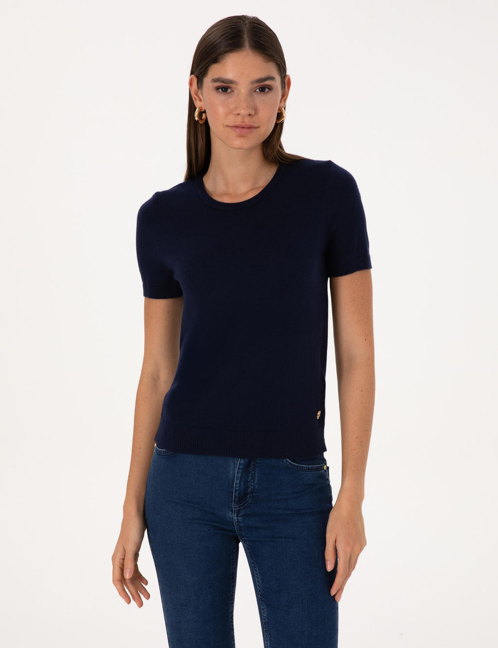 Lacivert Slim Fit Triko Ti__rt