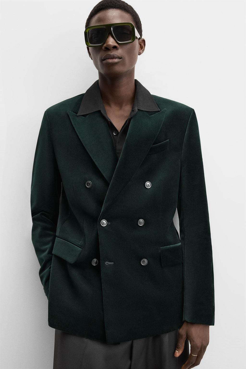 VELVET DOUBLE-BREASTED BLAZER - Zara фото 5