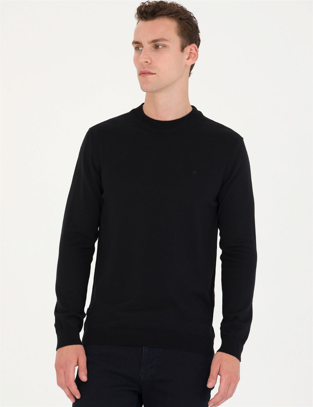 Siyah Slim Fit Yar_m Bal_k__ Yaka Basic Triko Kazak - Pierre cardin фото 3