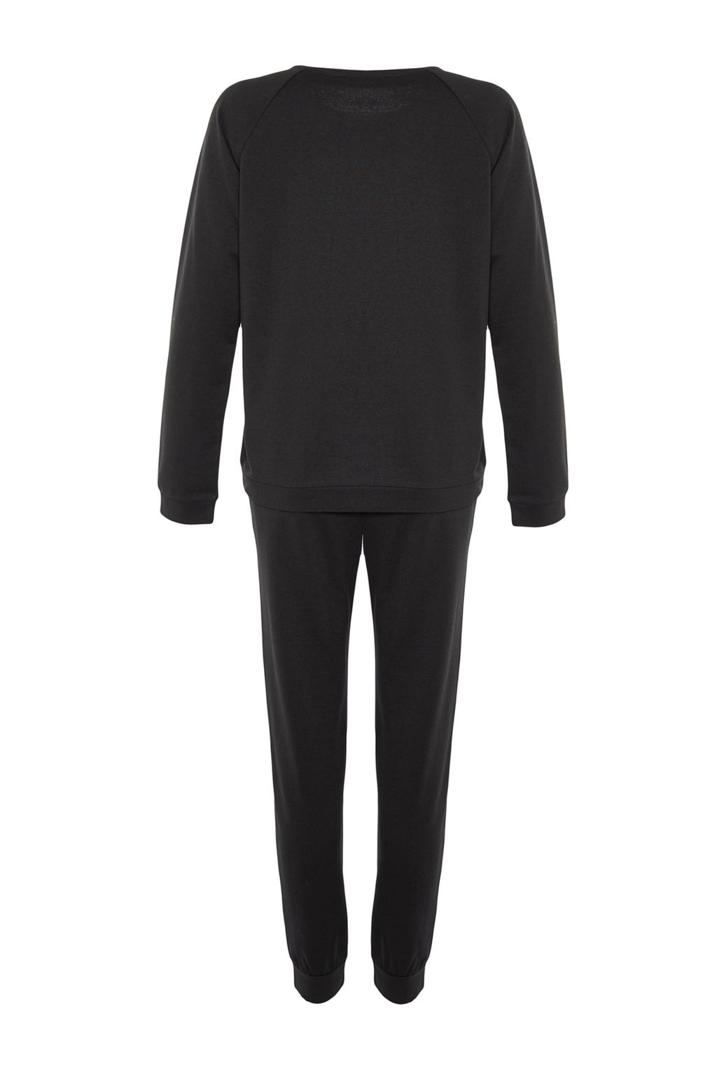 Siyah Sloganl? T-shirt-Jogger Orme Pijama Tak?m? THMAW21PT0497