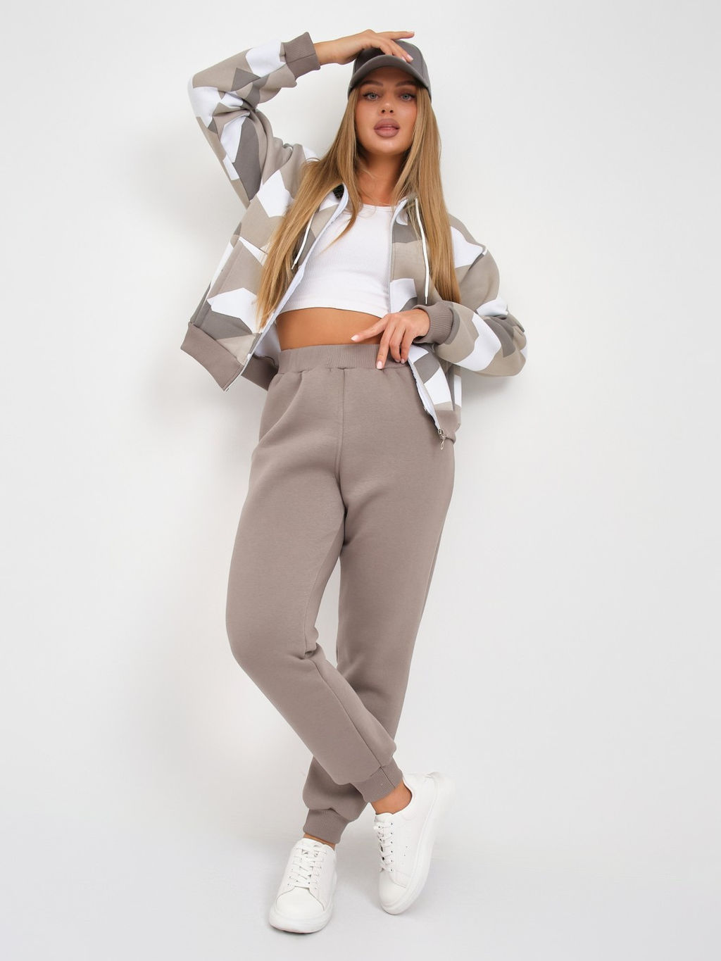 Костюм женский Дюна набивка начёс олива