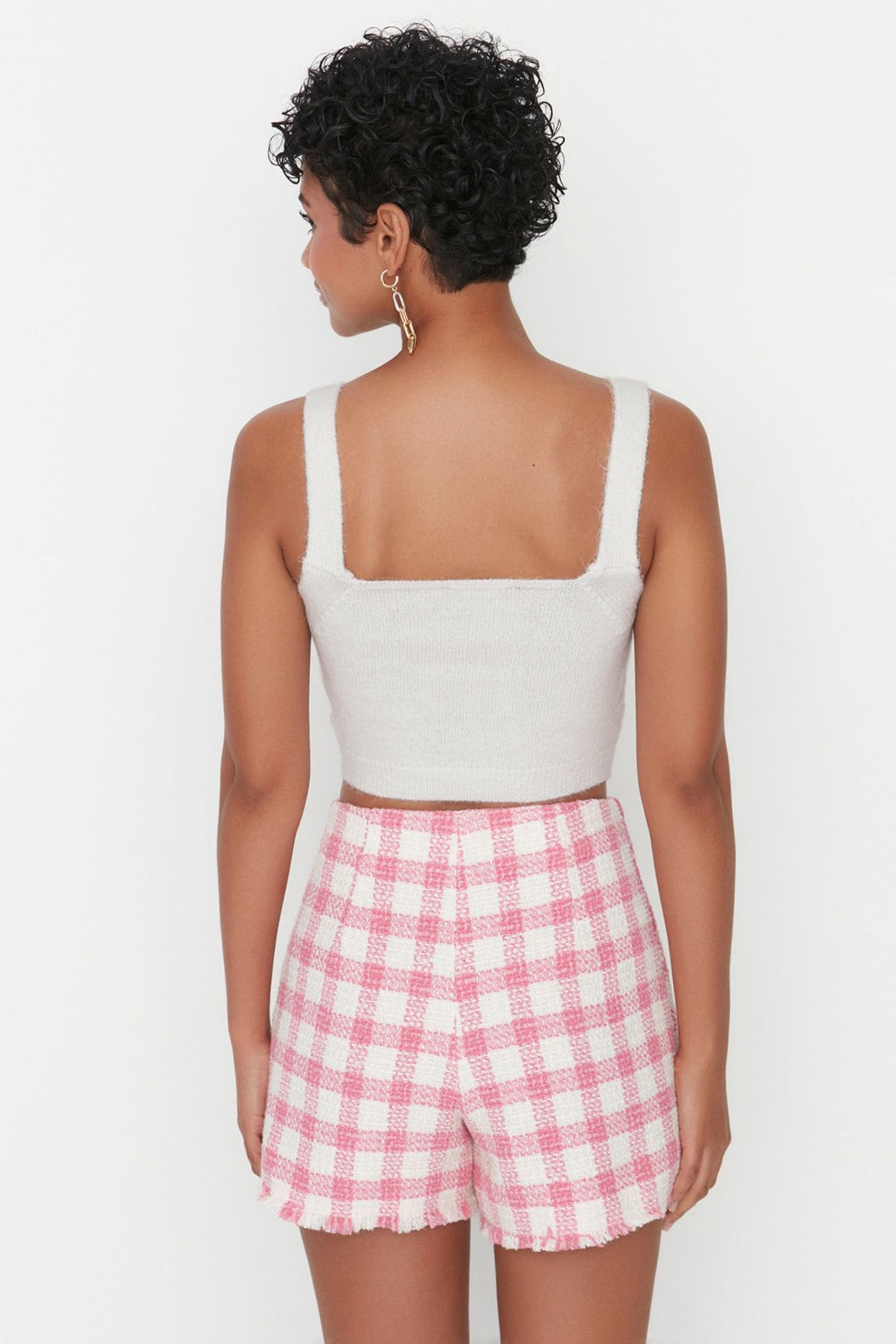 Ekru Crop Yumusak Dokulu 2li Bluz-H?rka Triko Tak?m TWOAW21HI0107