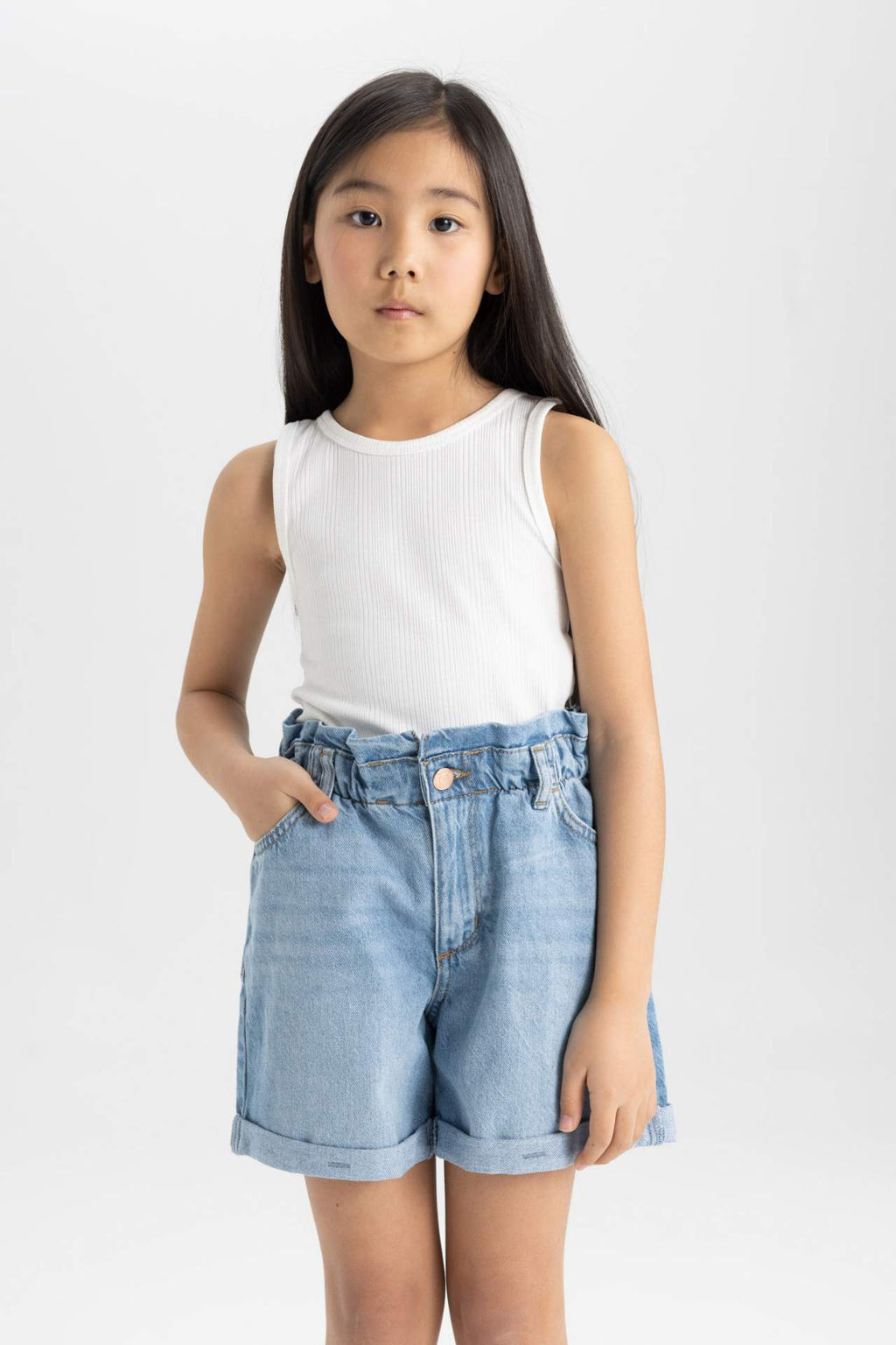 K?z Cocuk Bisiklet Yaka Basic Duz Atlet - Defacto фото 5