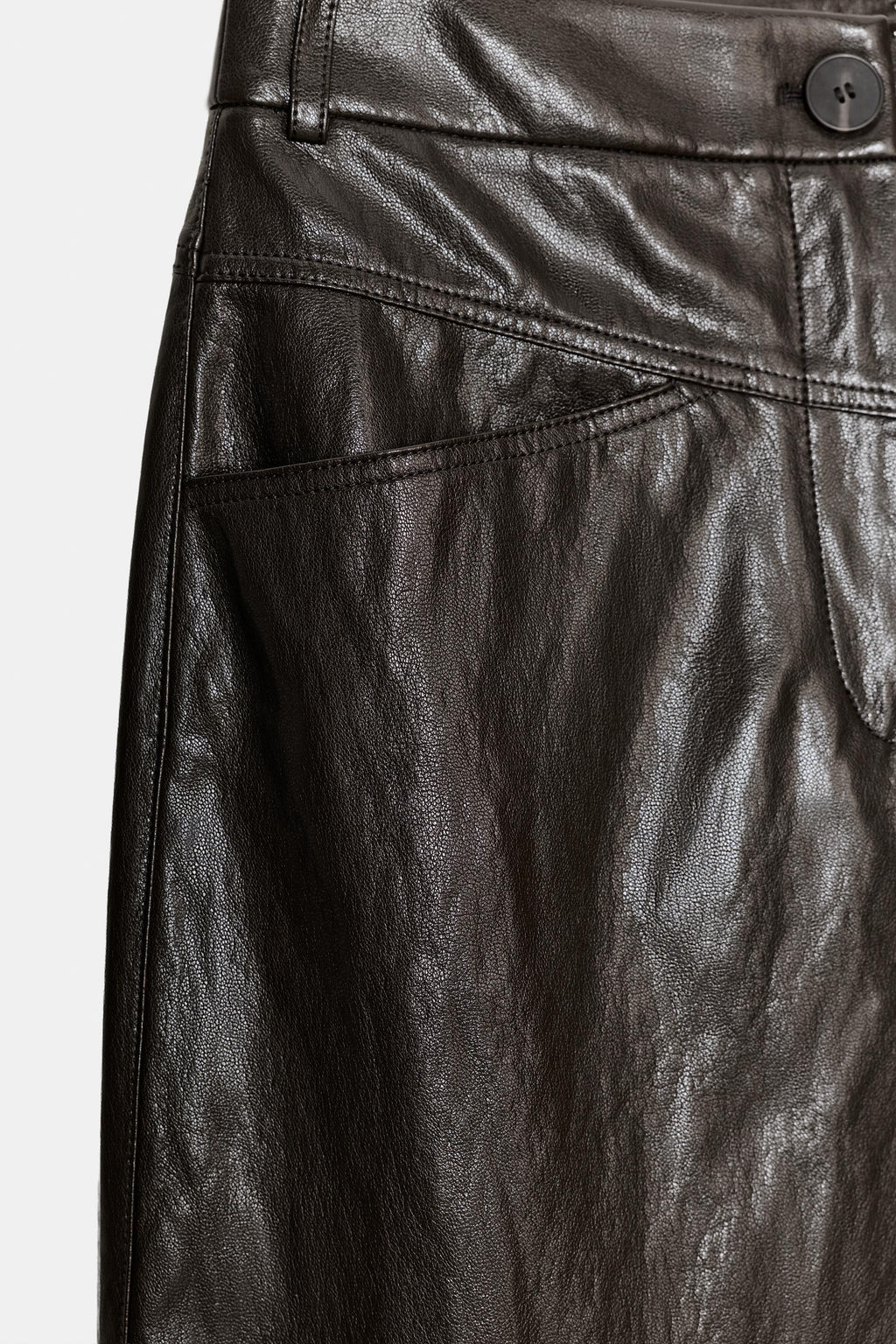FALDA CORTA PIEL 100% ZW COLLECTION LIMITED EDITION / Marr?n