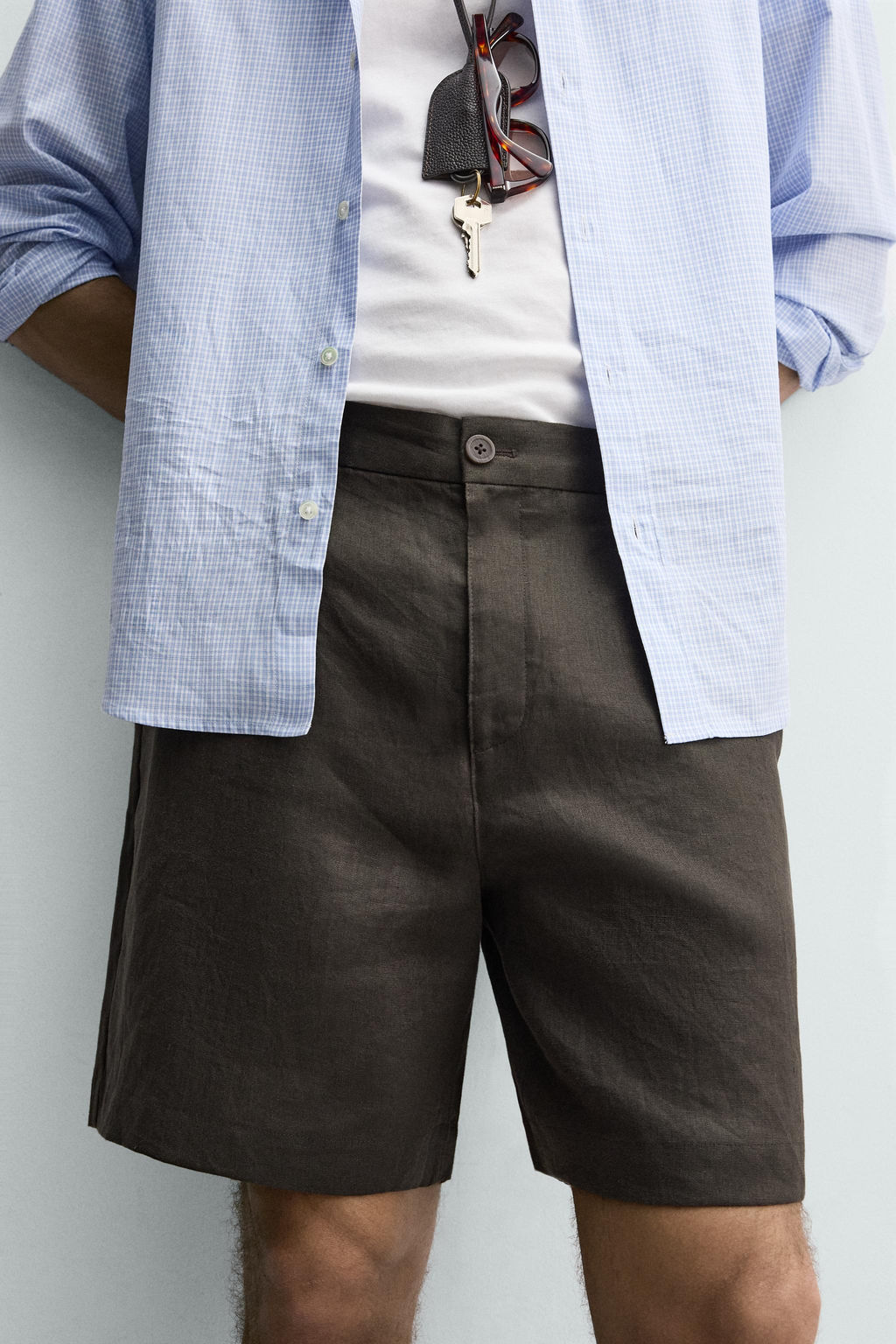 BERMUDA REGULAR FIT 100% LINO / Marr?n