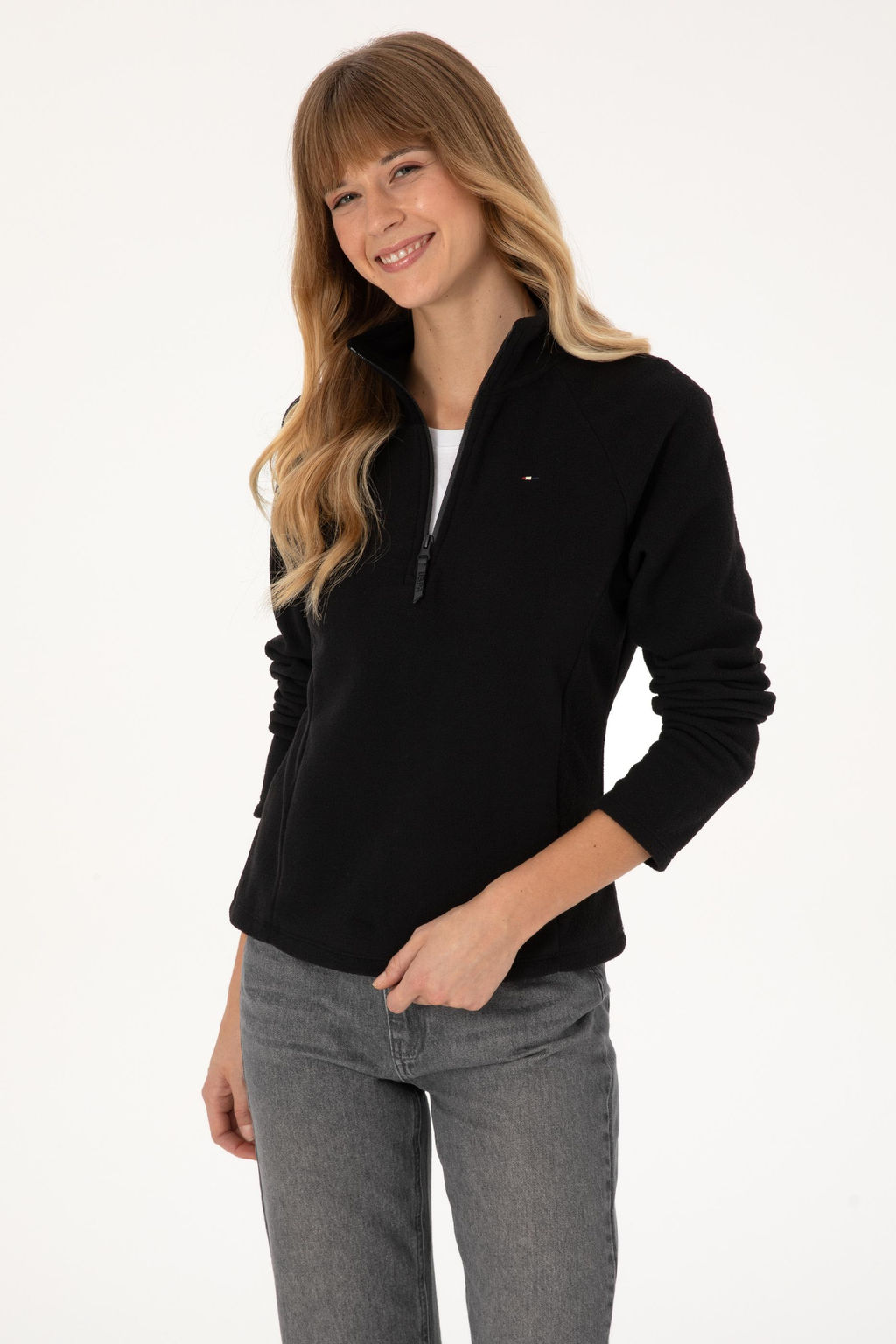 Kad_n Siyah Fermuarl_ Dik Yaka Polar Sweatshirt - U.s. polo assn фото 3