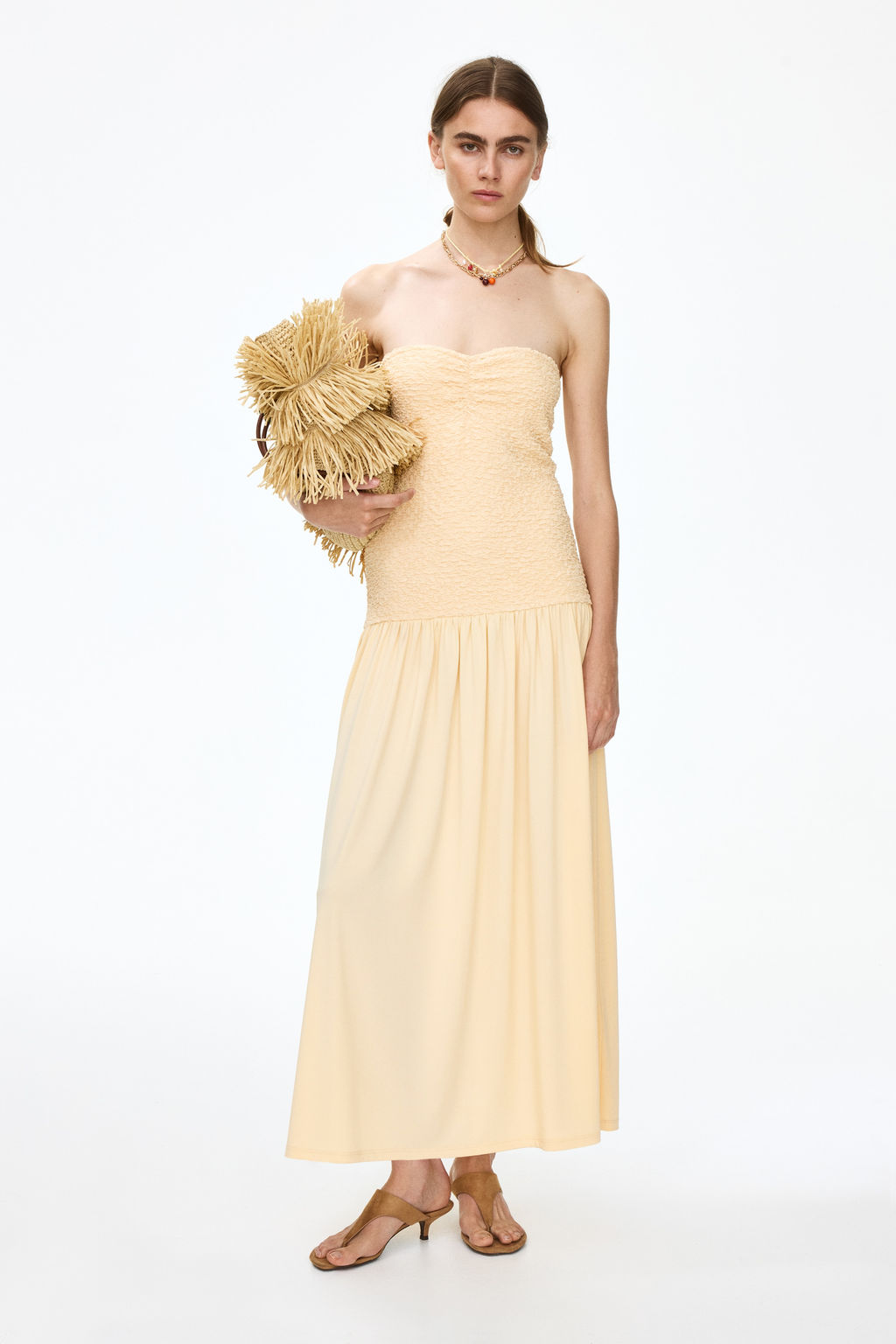 Vestido bandeau con cuerpo nido de abeja - H&m фото 6