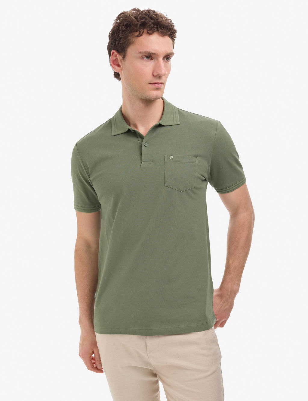 Haki Regular Fit %100 Pamuk K_vr_lmaz Polo Yaka Basic Ti__rt