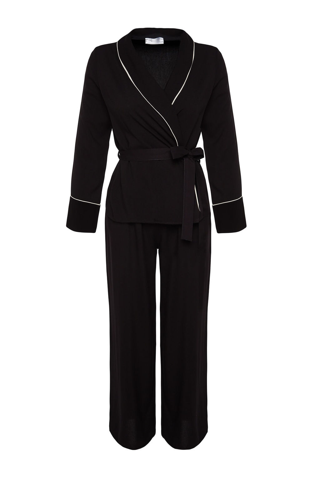 Trendyolmilla Bej Kusakl? Biye Detayl? Kruvaze Viskon Hamile Dokuma Pijama Tak?m? THMAW22PT1109  фото 17