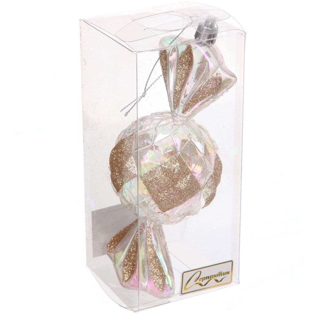 Цена за 2 шт. Елочная игрушка "Сладкая конфетка" 6,3*6,3*15 см, Шампань