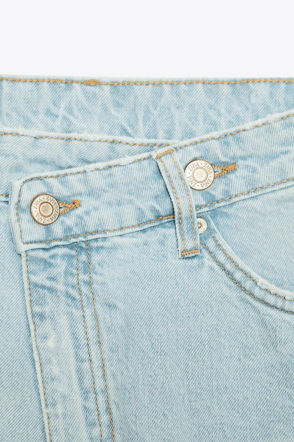 HIGH-WAIST CROSSOVER WAIST MOM FIT TRF DENIM BERMUDA SHORTS - Zara фото 9