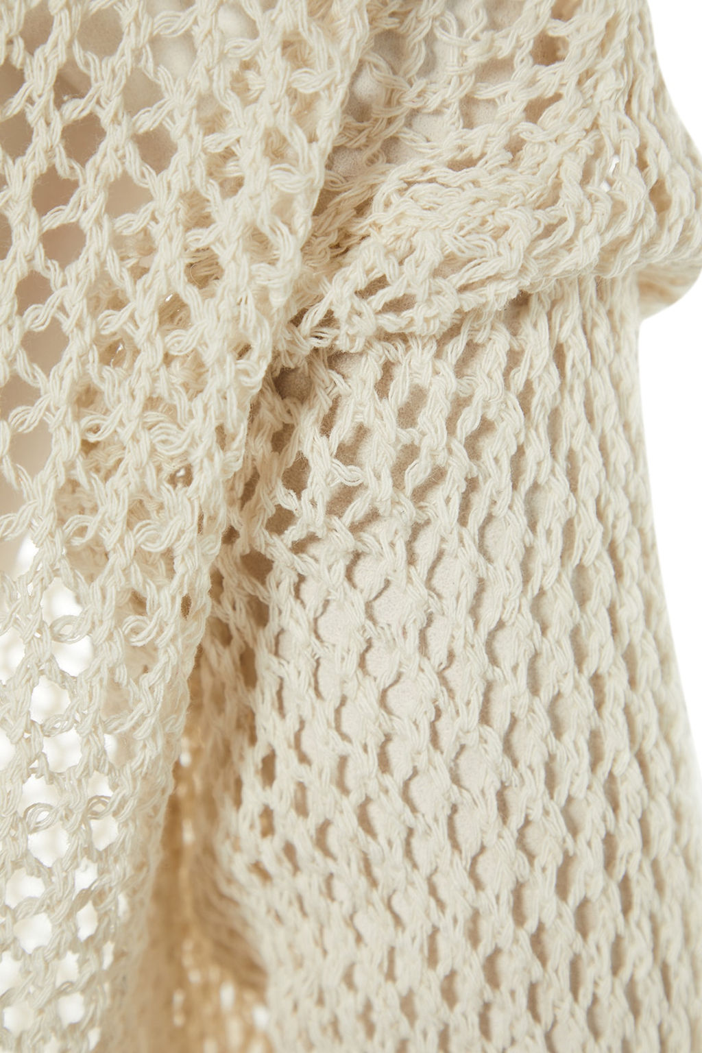 Ekru Ekstra Genis Kal?p Pamuklu Ajurlu/Delikli Triko Kazak TWOAW20FV0184