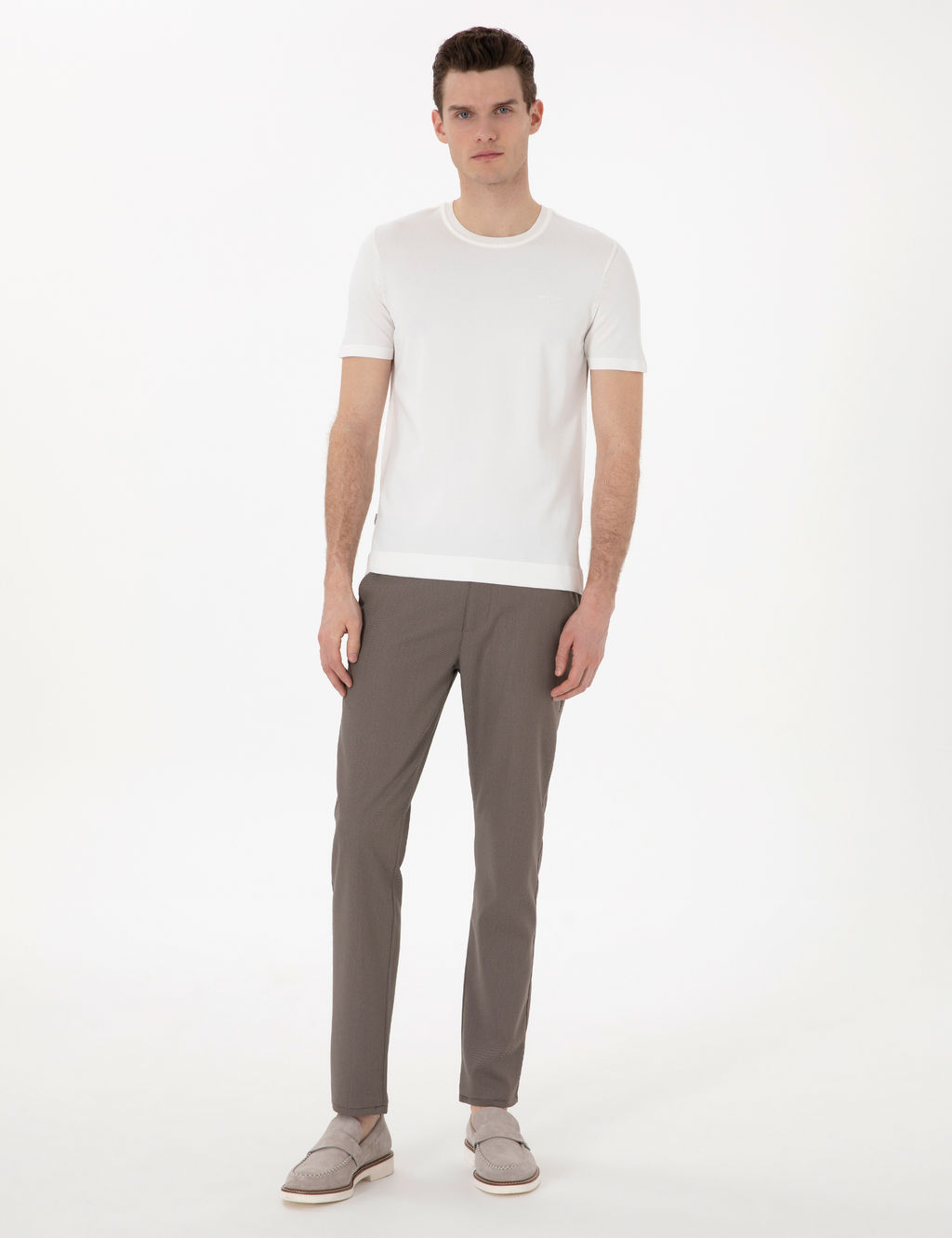 Vizon Slim Fit Beli Lastikli Kanvas Pantolon