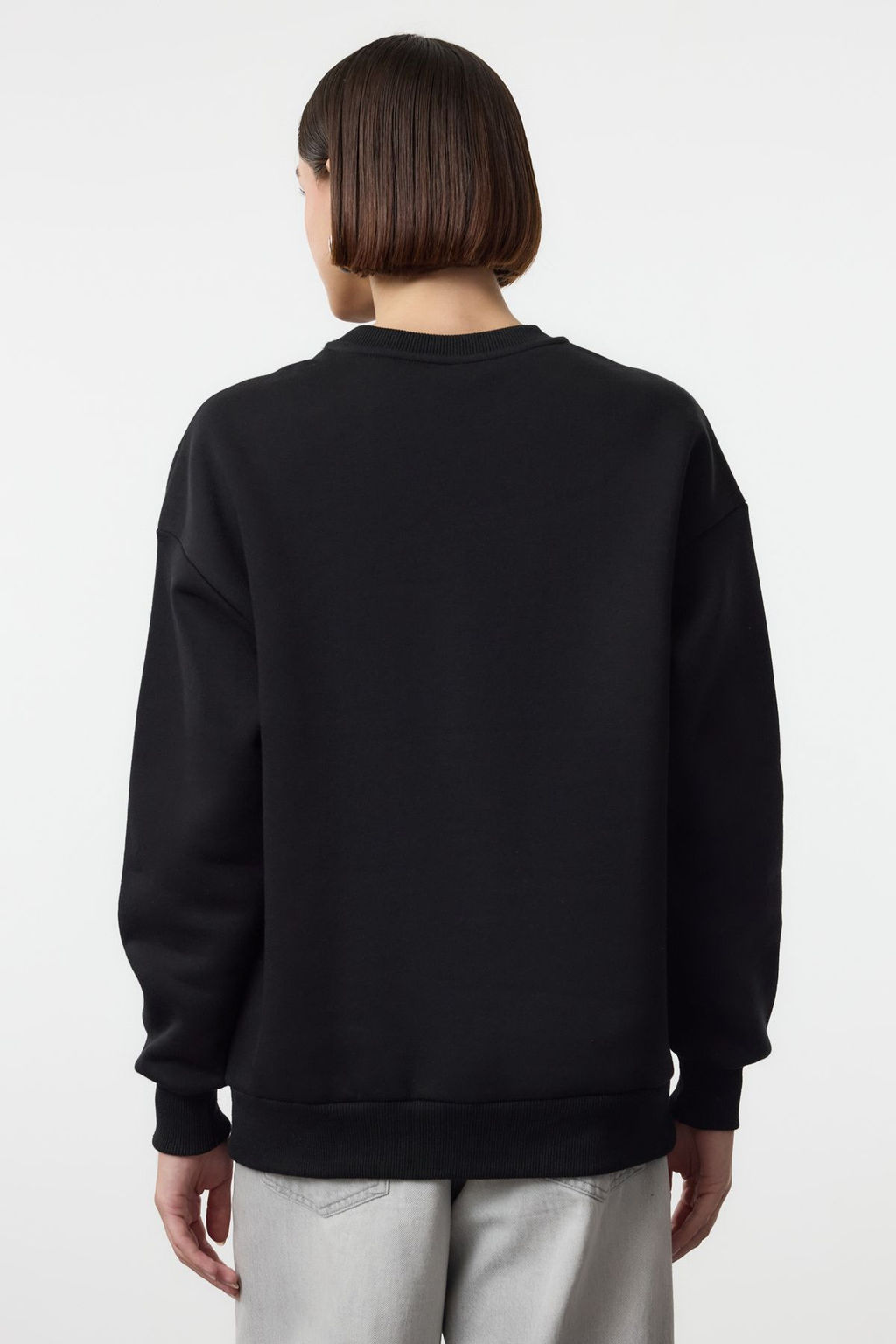 TRENDYOLMILLA Bordo Kal?n Ici Polarl? Oversize/Rahat Kesim Slogan Nak?sl? Orme Sweatshirt TWOAW25SW00030  фото 5