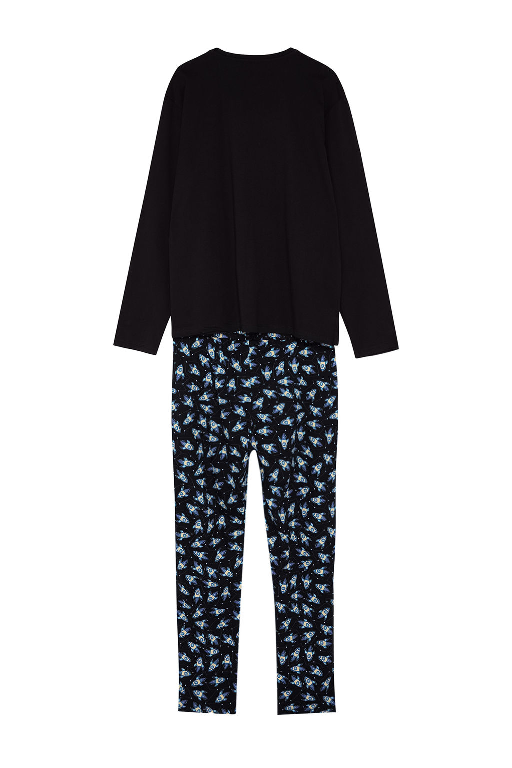 TRENDYOL MAN Erkek Siyah Bask?l? Regular Fit Orme %100 Pamuk Pijama Tak?m? TMNAW24PT00011 - Trendyolmilla фото 8