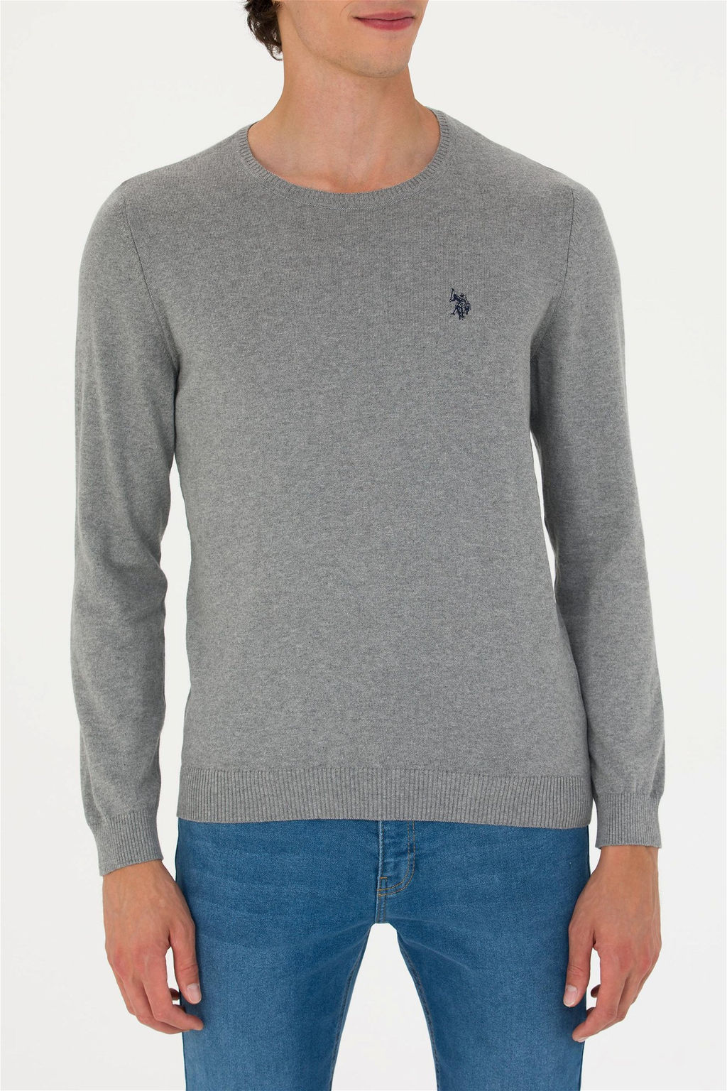 U. S. Polo Assn Мужской серый меланжевый базовый свитер - U.s. polo assn фото 14