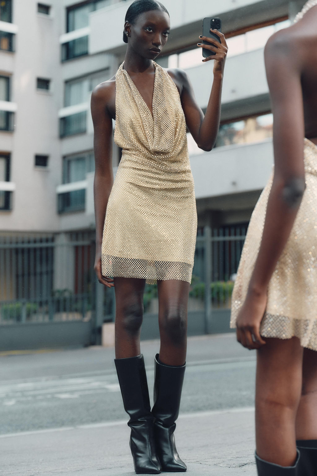 SPARKLY HALTERNECK DRESS