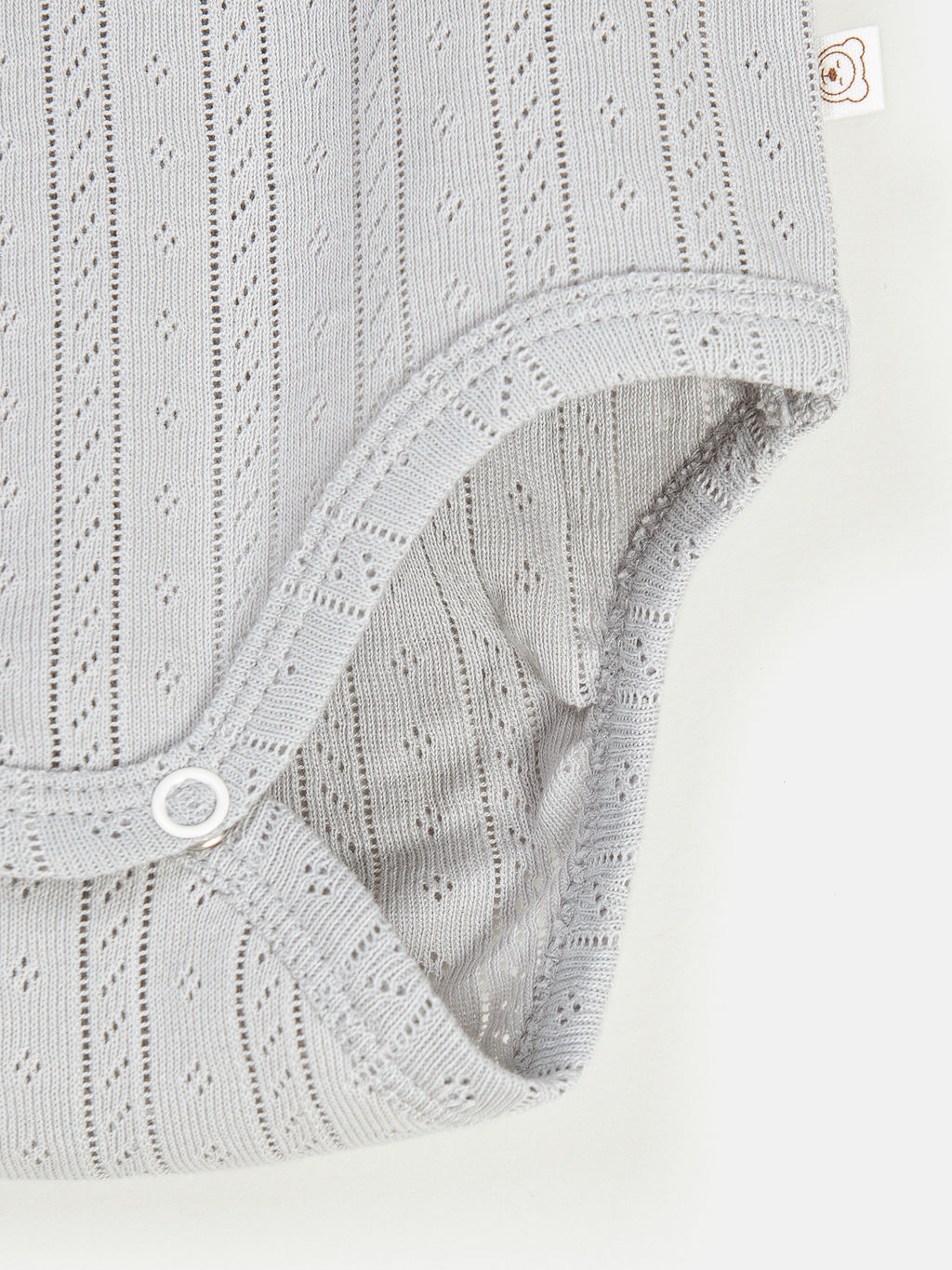 Боди с длинным рукавом "Жемчуг" из ажурного хлопка 0+