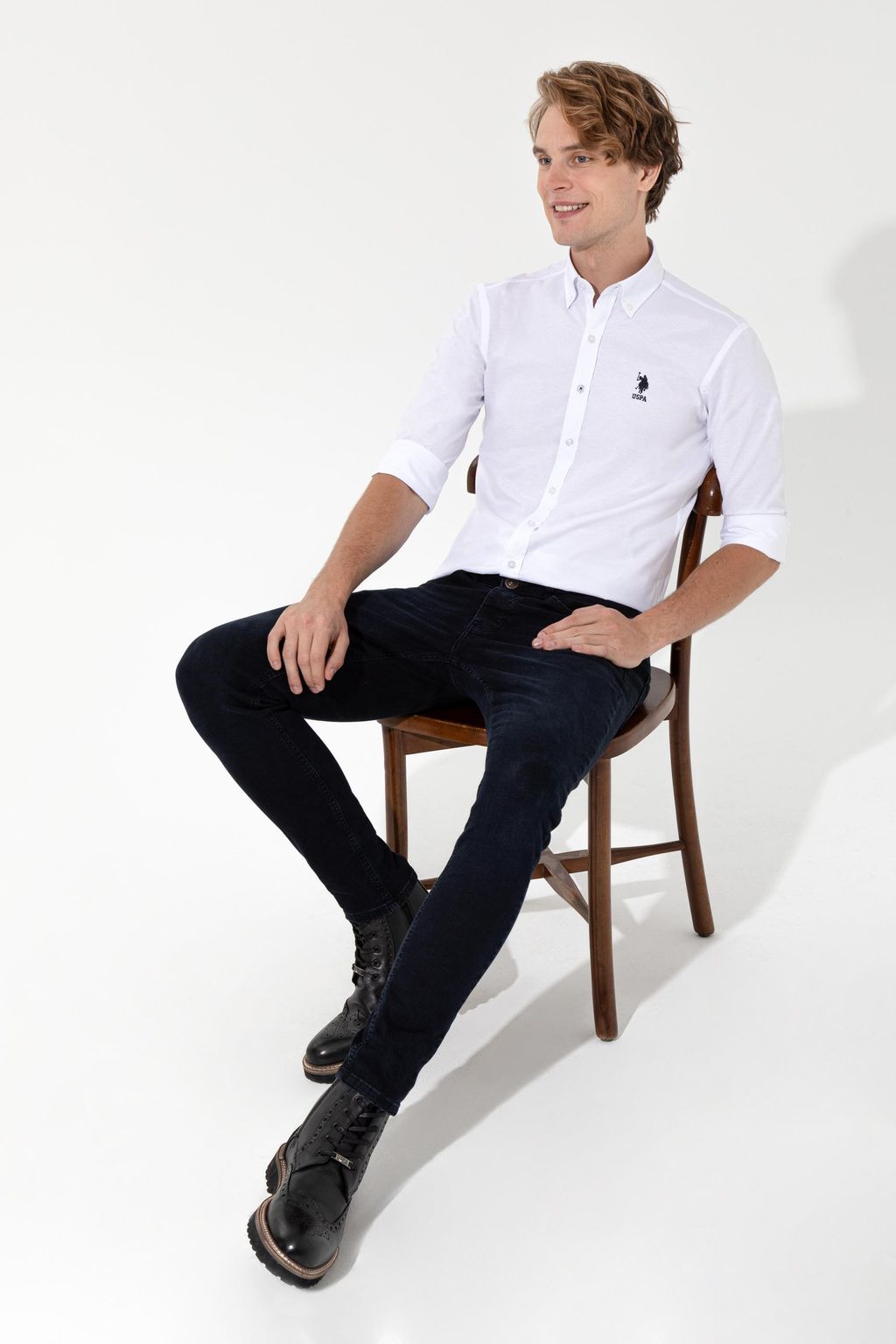 U. S. Polo Assn / Рубашка мужская белая Uzunkol Basic - U.s. polo assn фото 3