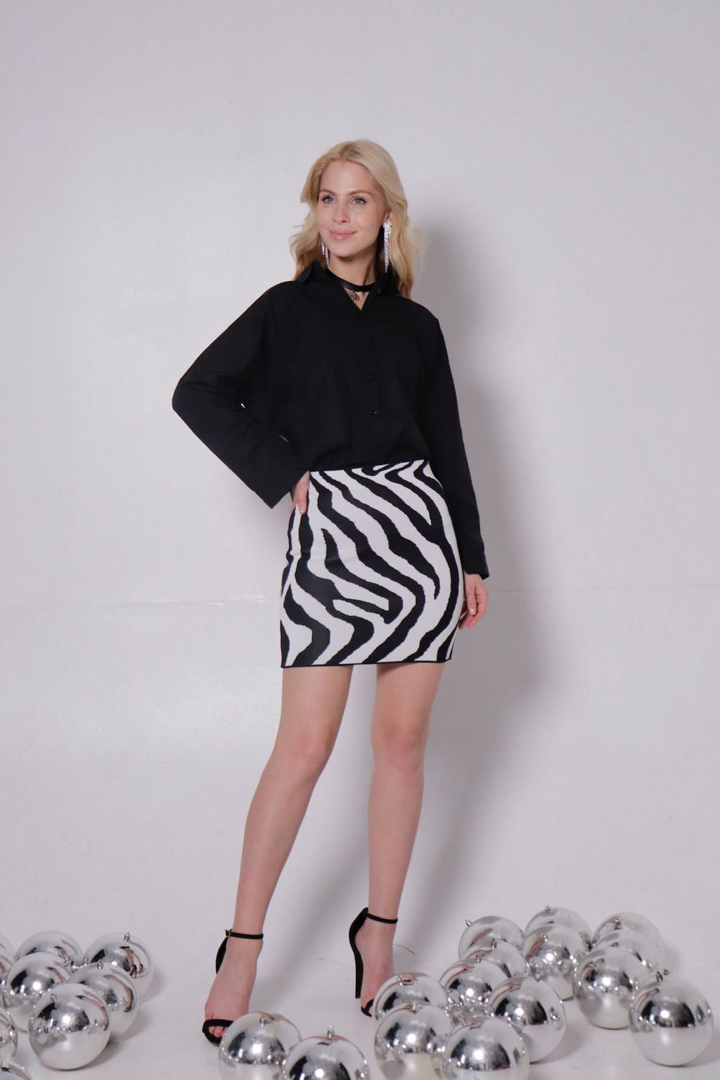 11417 Мини-юбка вязаная чёрно-белая - Martichelli фото 3