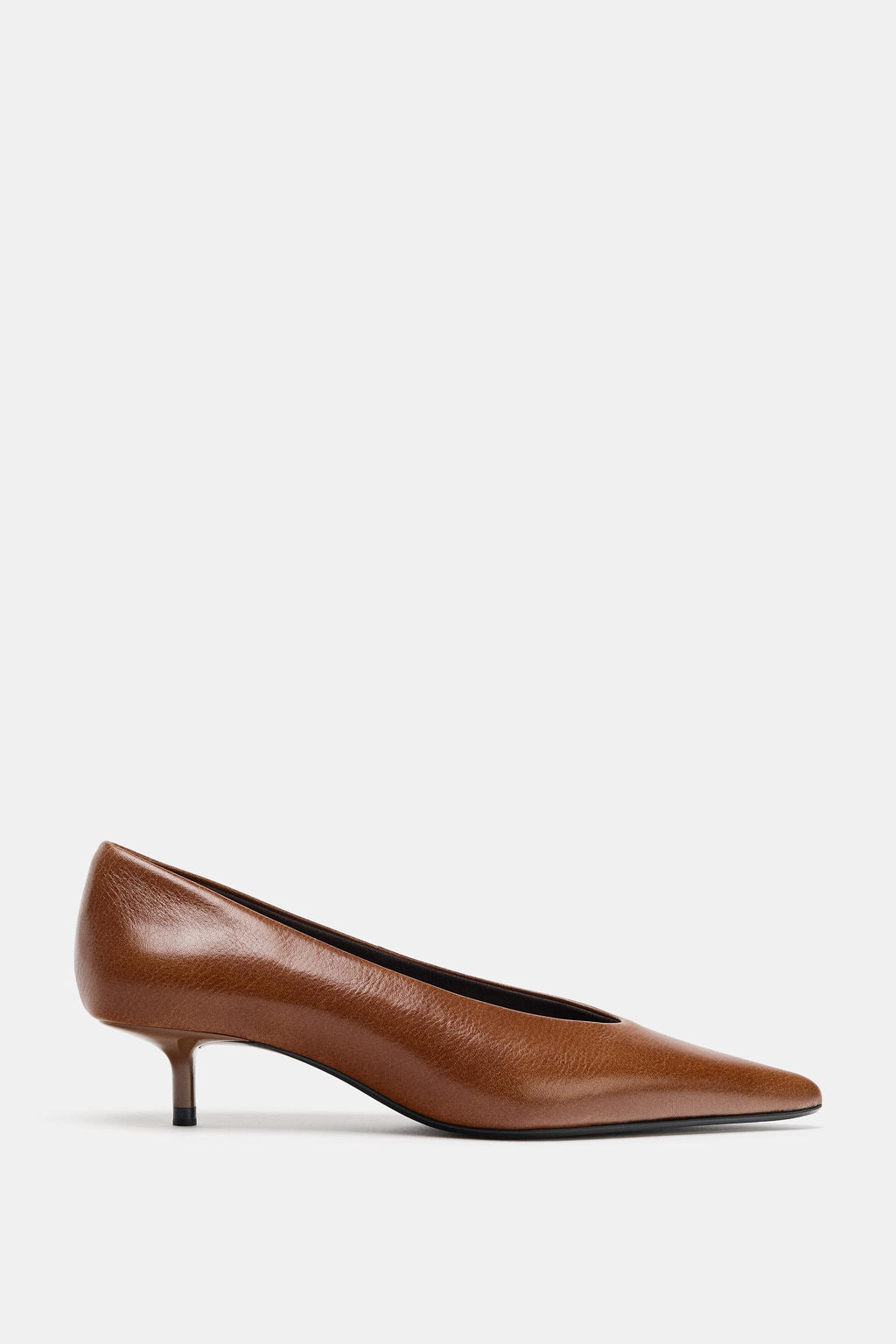 LEATHER KITTEN HEEL SHOES - Zara фото 8