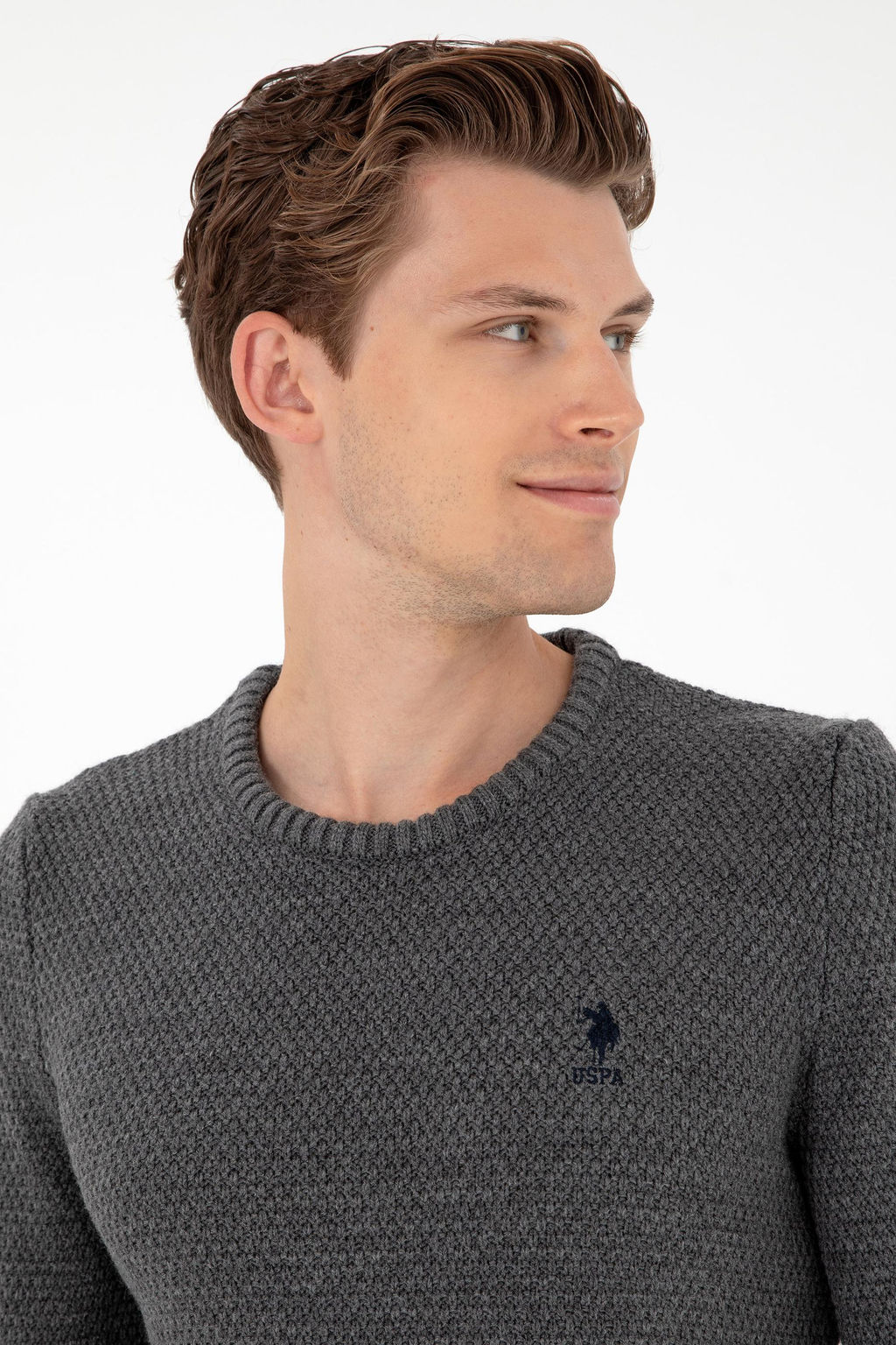 Мужской серый меланжевый свитер Неожиданная скидка в корзине - U.s. polo assn фото 2