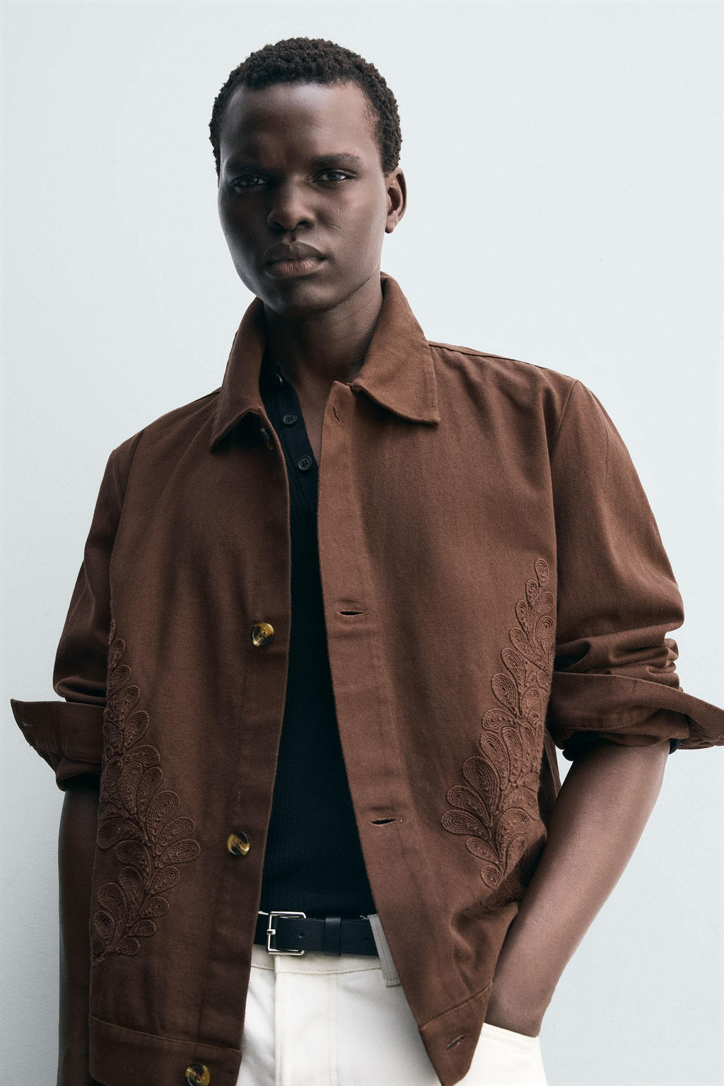 EMBROIDERED STRUCTURED OVERSHIRT - Zara фото 5