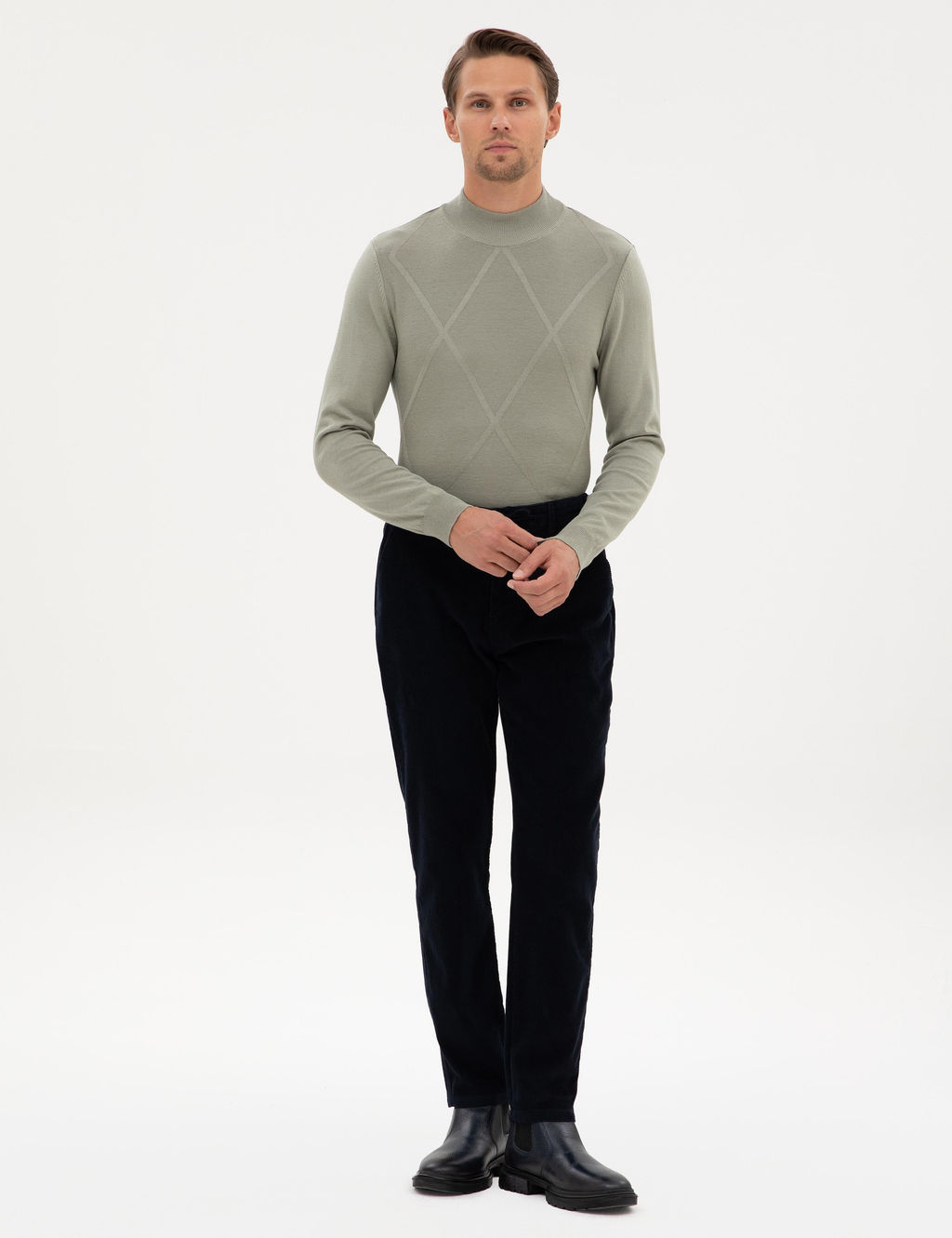 Lacivert Carrot Fit Beli Lastikli Kordonlu Kanvas Pantolon - Pierre cardin фото 3