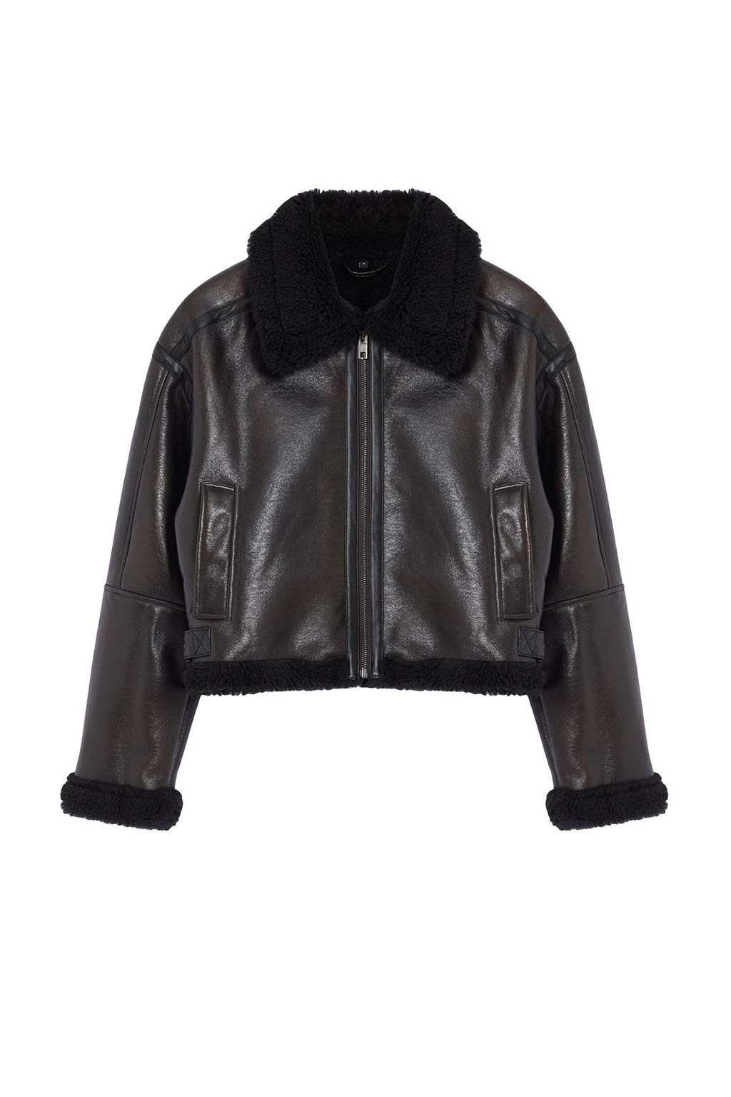 Kahverengi Oversize Kal?p Pelus Detayl? Biker Ceket Mont TWOAW25MO00032 - Trendyolmilla фото 7