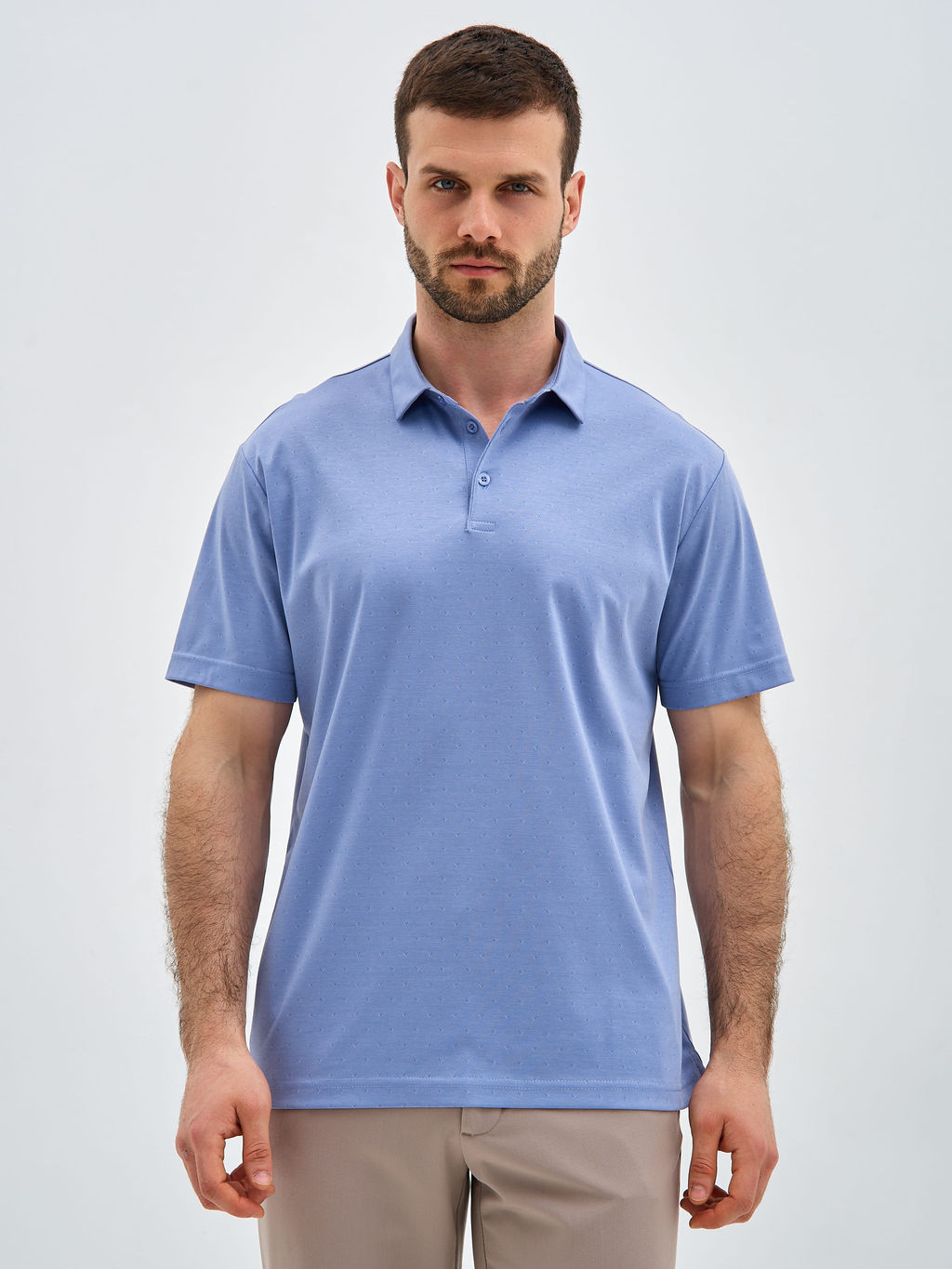 Джемпер мужской с воротником поло короткий рукав GREG G144-PD-LT1322 (голубой)