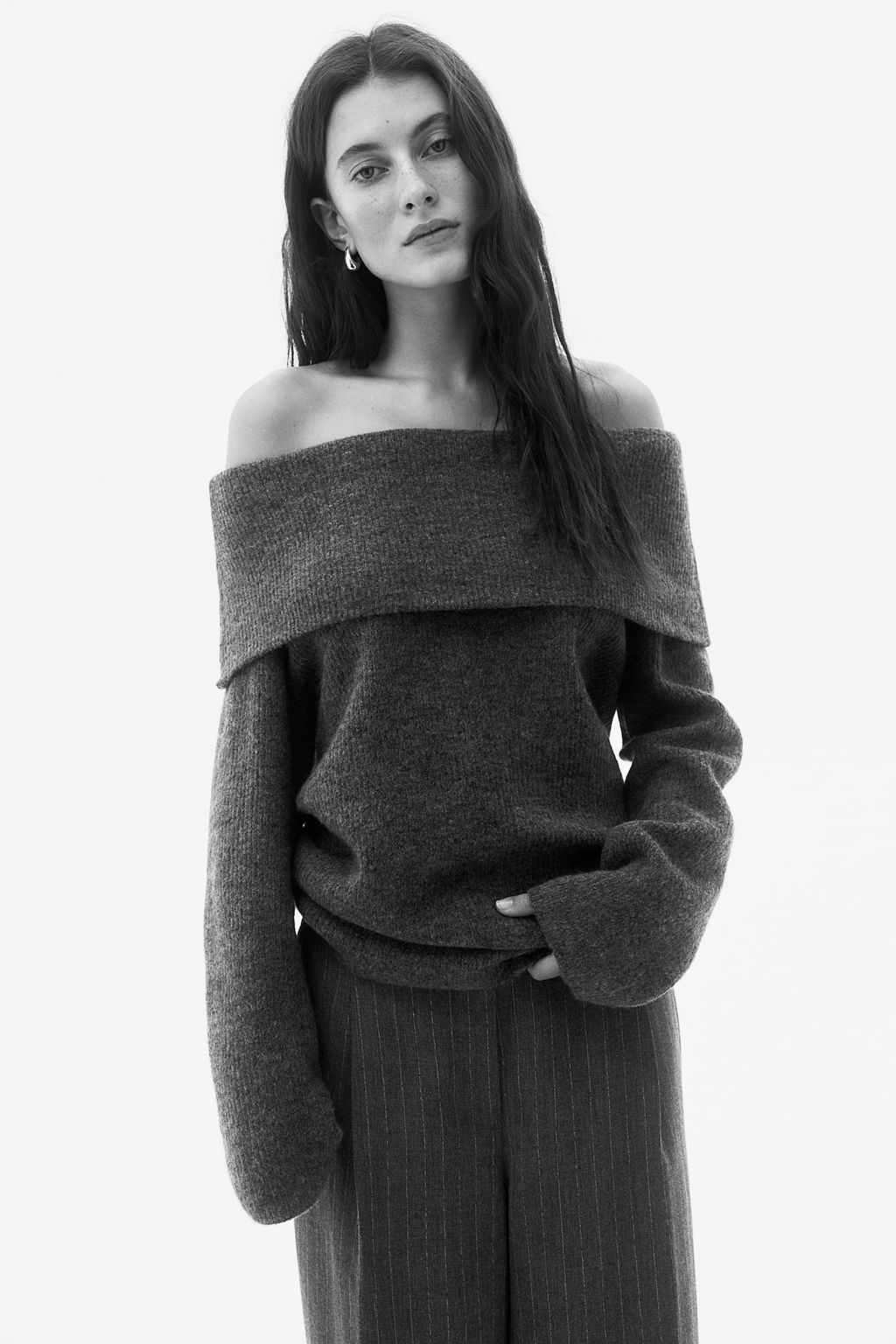 Jersey off-the-shoulder en punto de canale - H&m фото 3