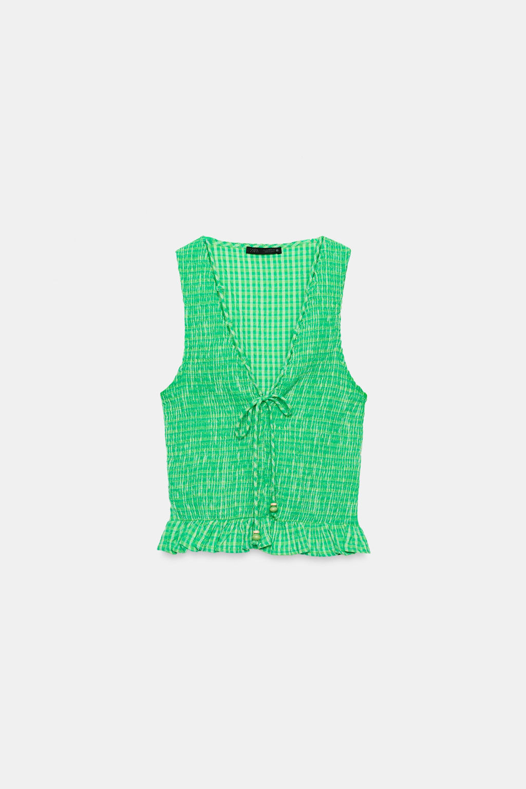 TOP CUADRO VICHY NIDO DE ABEJA / Verdes - Zara фото 4