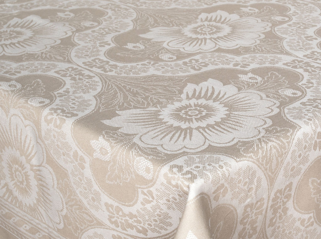 03с-34 ЯК Скатерть 178*360 "Декоративное цветение" цв. бежевый