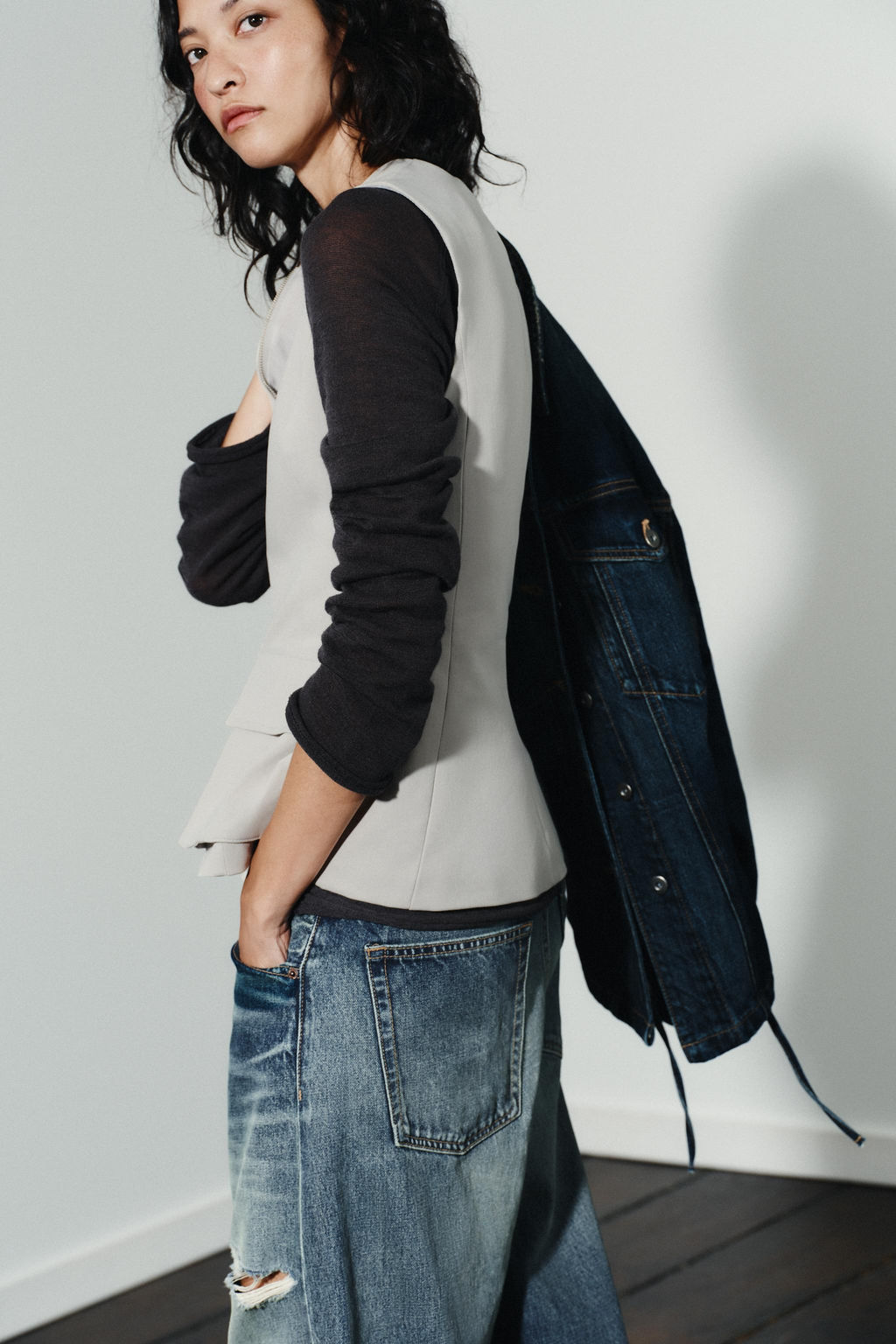 STRETCH COTTON TOP WITH POCKETS
