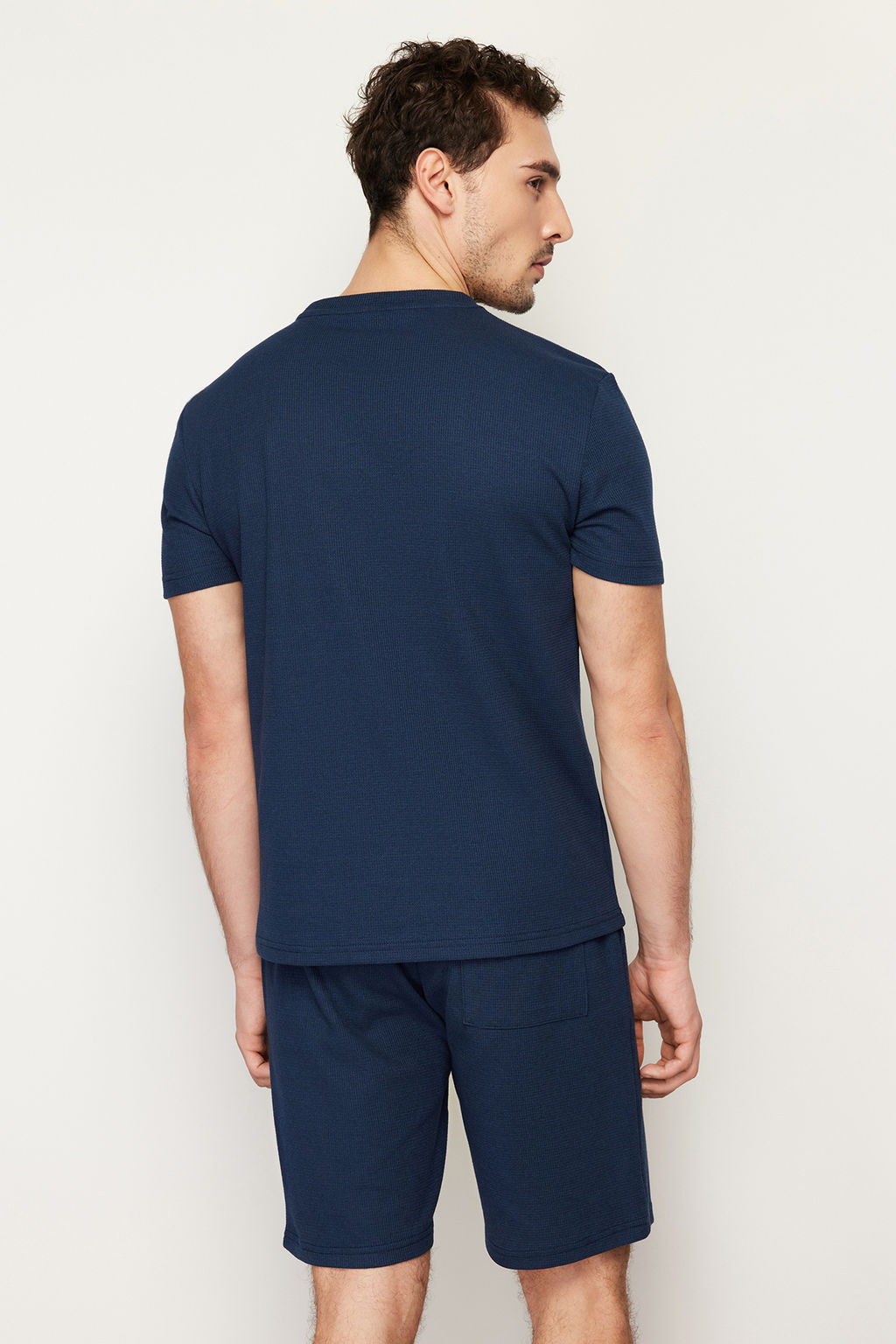 TRENDYOL MAN Mavi Regular Fit Waffle Sortlu Pijama Tak?m? TMNSS23PT00032 - Trendyolmilla фото 38