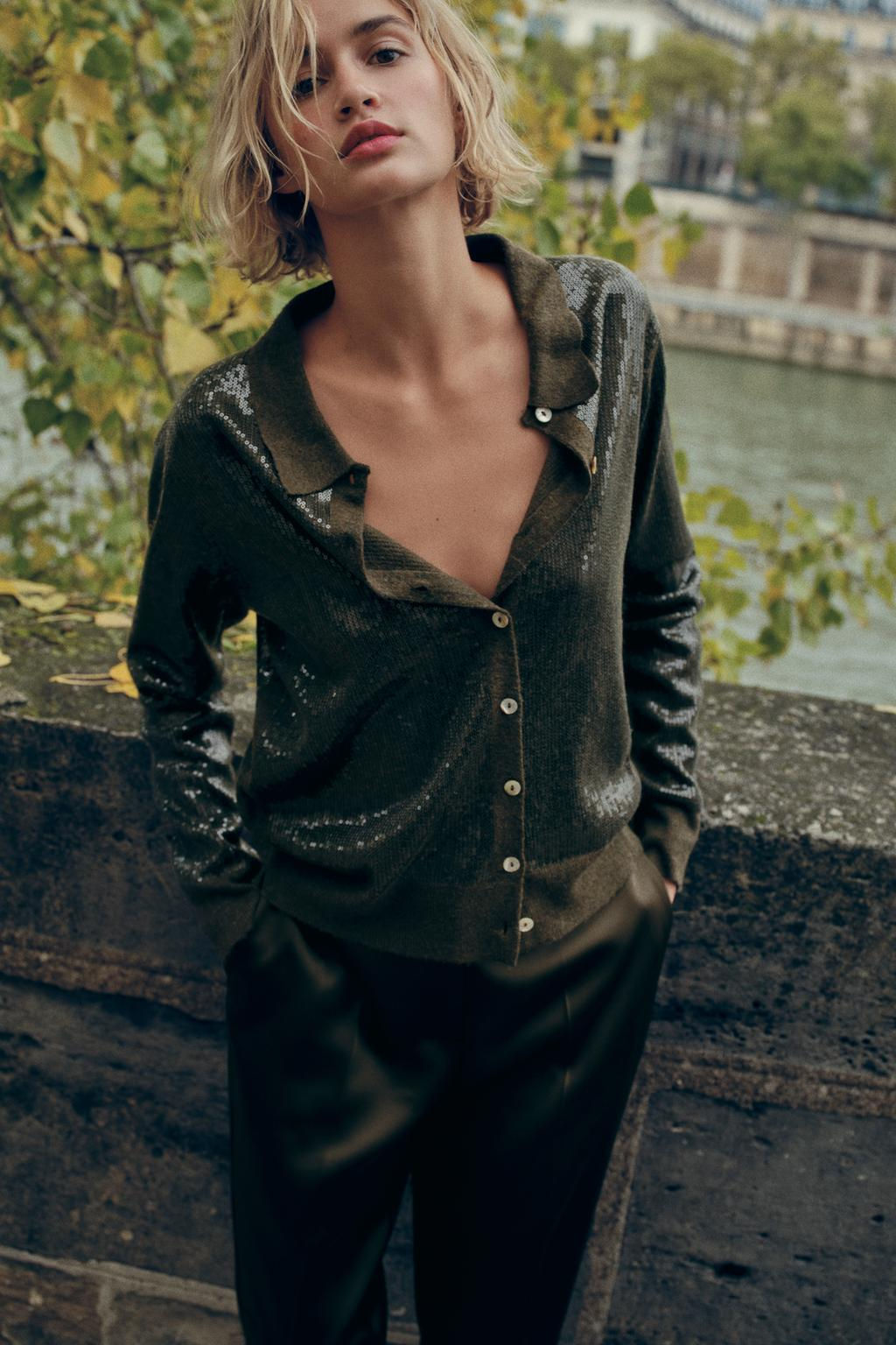 SEQUINNED KNIT CARDIGAN - Zara фото 2
