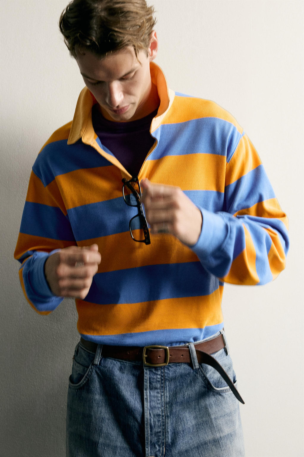 POLO REGULAR FIT RAYAS CUELLO CONTRASTE / Naranja - Zara фото 6