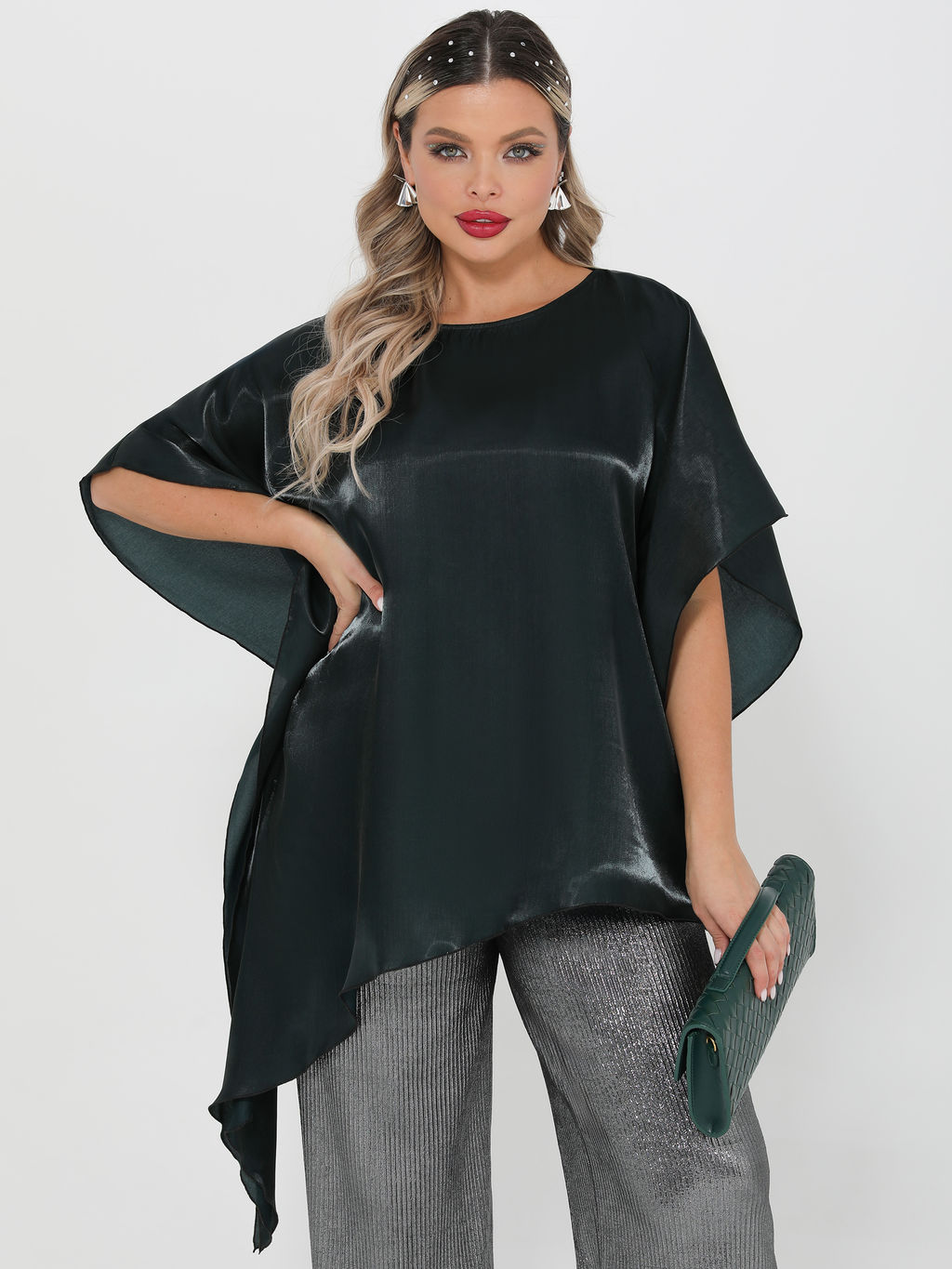 Блузка-накидка 0447-1с темно-зеленый
