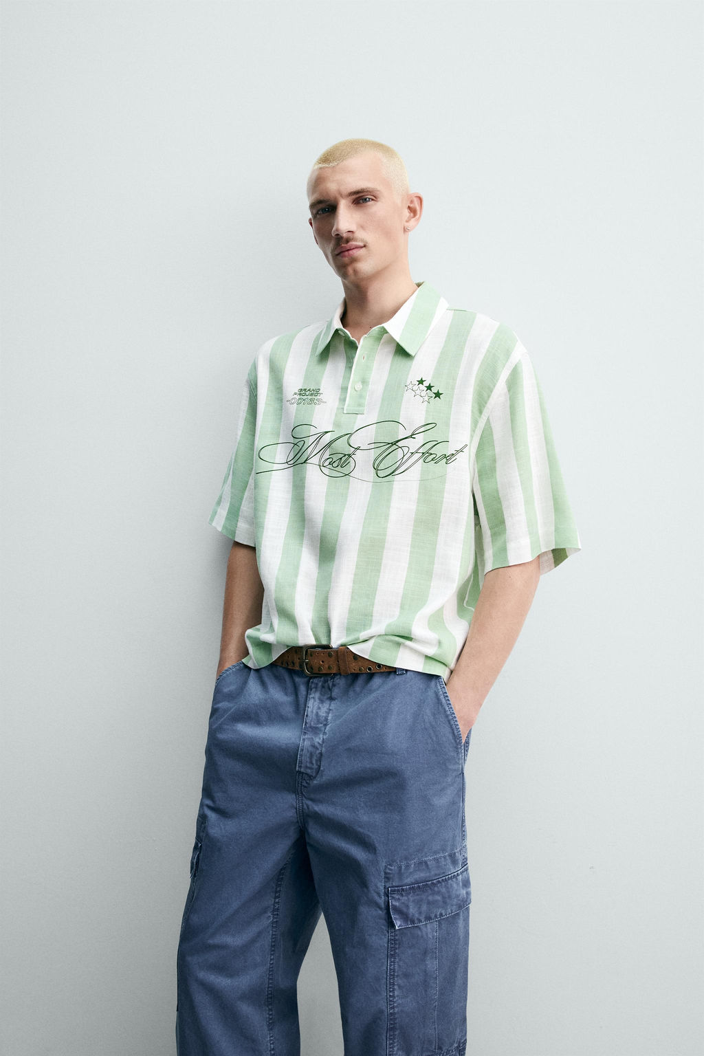 CAMISA POLO BOXY FIT GR?FICOS ESTAMPADOS / Verde - Zara фото 5