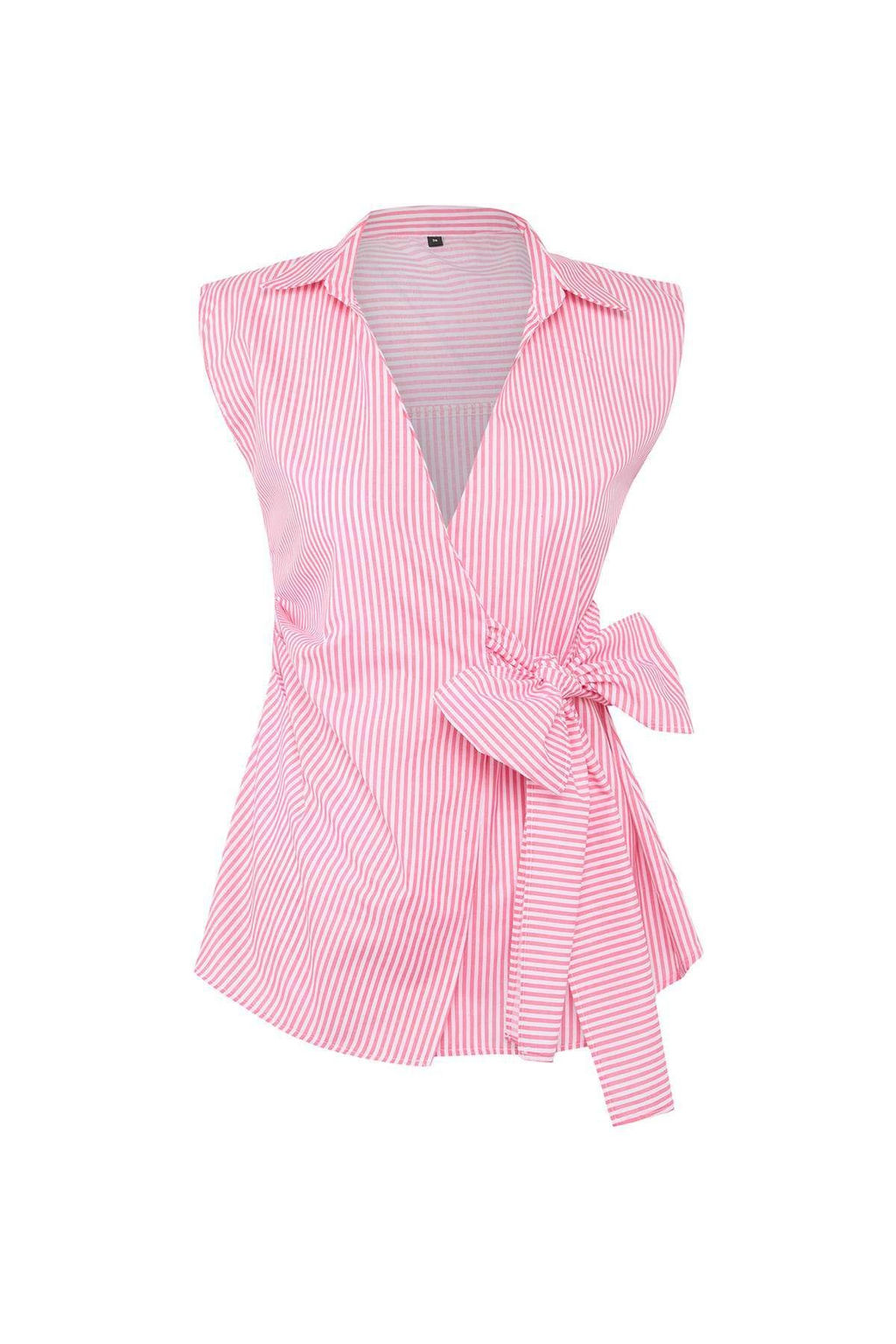 Pembe Cizgili Kruvaze Baglama Detayl? Dokuma Bluz TWOSS25BZ00581 - Trendyolmilla фото 2