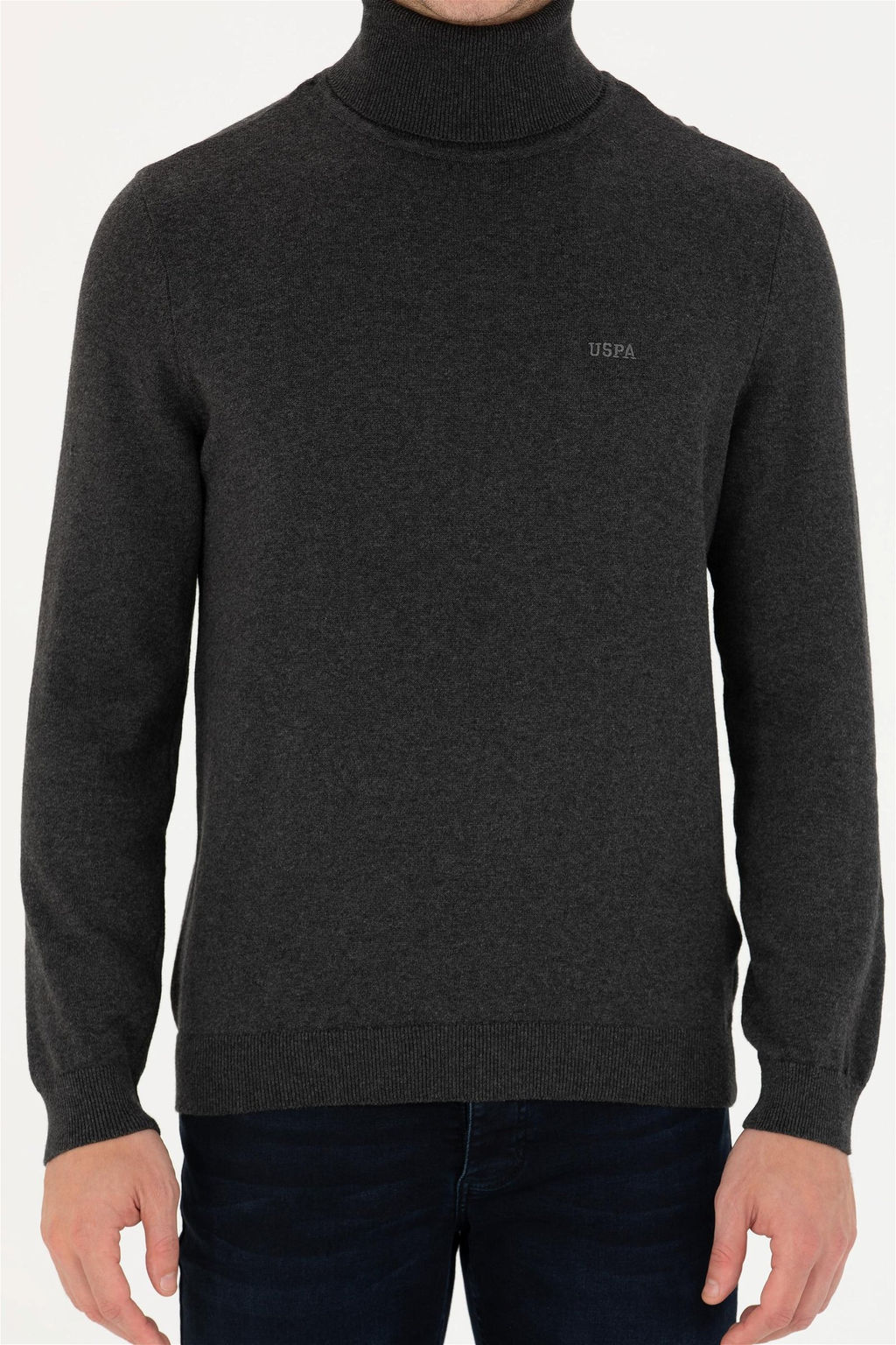 U. S. Polo Assn Мужской базовый свитер антрацитового меланжа - U.s. polo assn фото 13