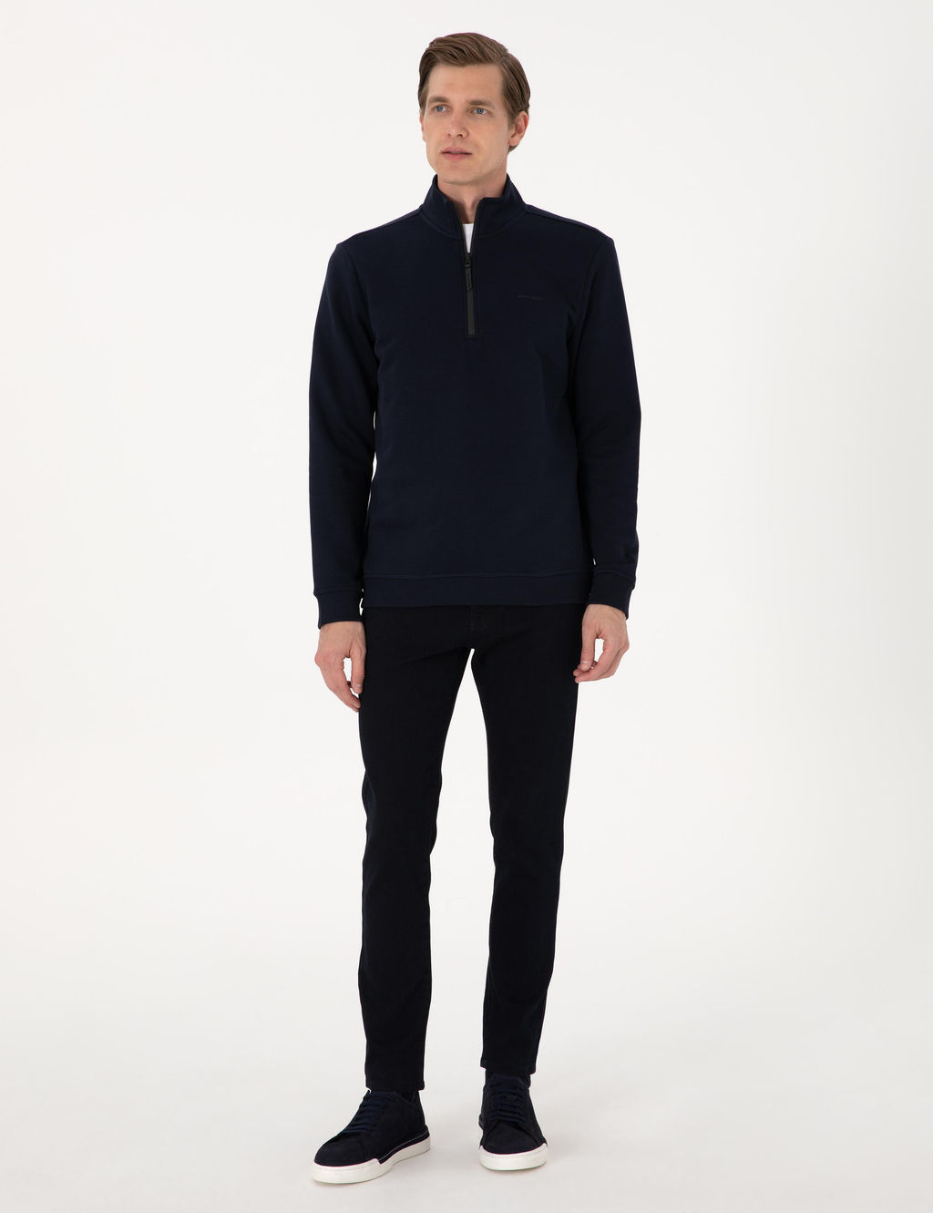 Lacivert 3 _plik Regular Fit Fermuarl_ Dik Yaka Basic Sweatshirt - Pierre cardin фото 4