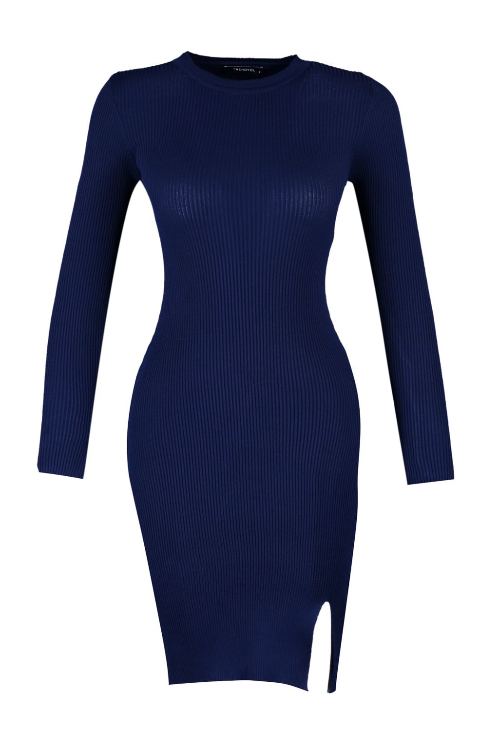 Lacivert Mini Triko Y?rtmacl? Vucuda Oturan Elbise TWOAW23EL01416