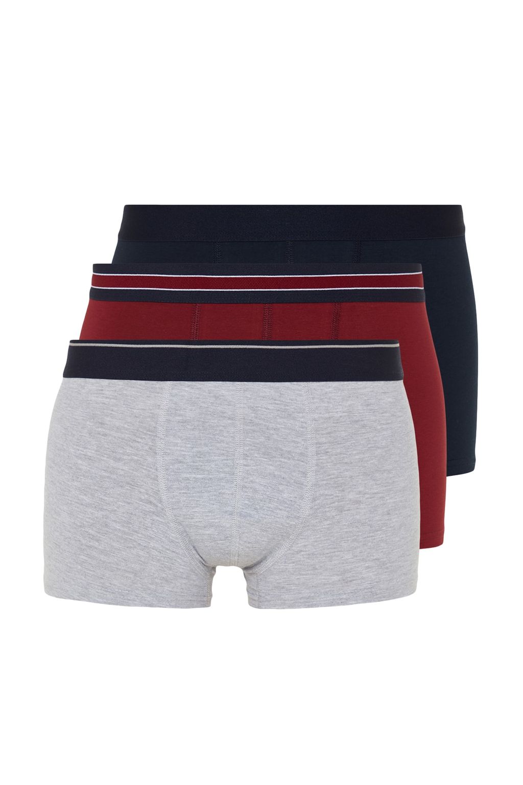 TRENDYOL MAN Bordo-Gri-Lacivert Duz Cizgili Lastikli 3lu Paket Boxer TMNSS23BX00016 - Trendyolmilla фото 2