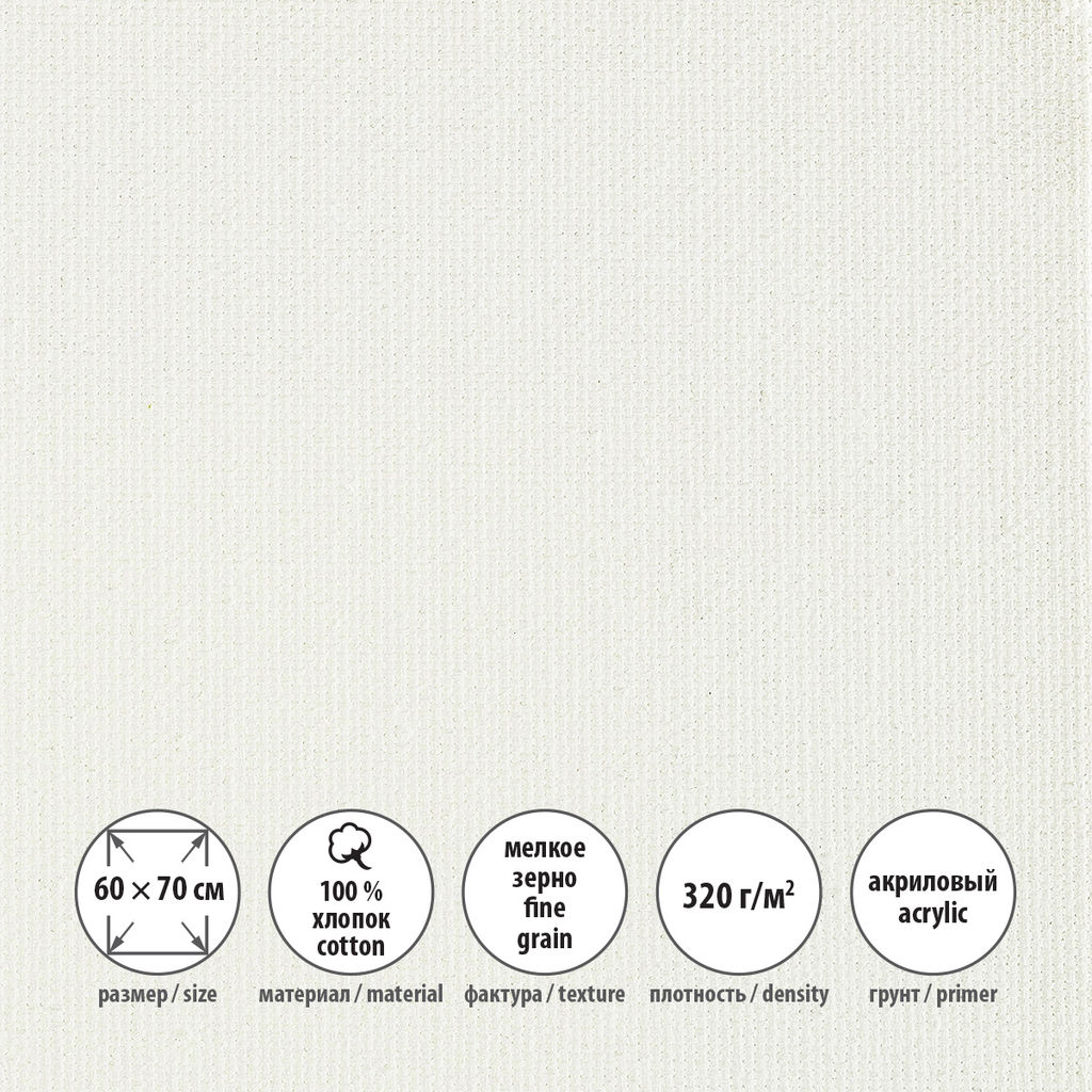 Холст грунтованный на подрамнике VISTA-ARTISTA ACFG-6070 100% хлопок 60 х 70 см 320 г/кв.м 2 шт Плещеевский мелкозернистый