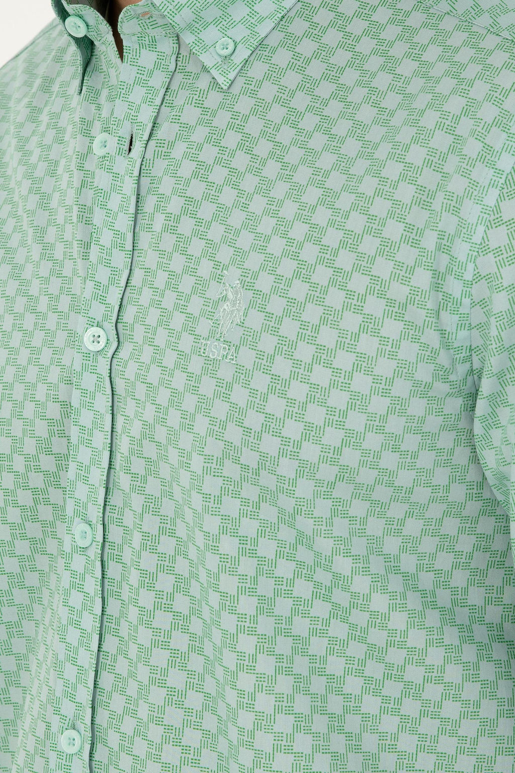 Мужская рубашка зеленого цвета с длинным рукавом Неожиданная скидка в корзине - U.s. polo assn фото 7