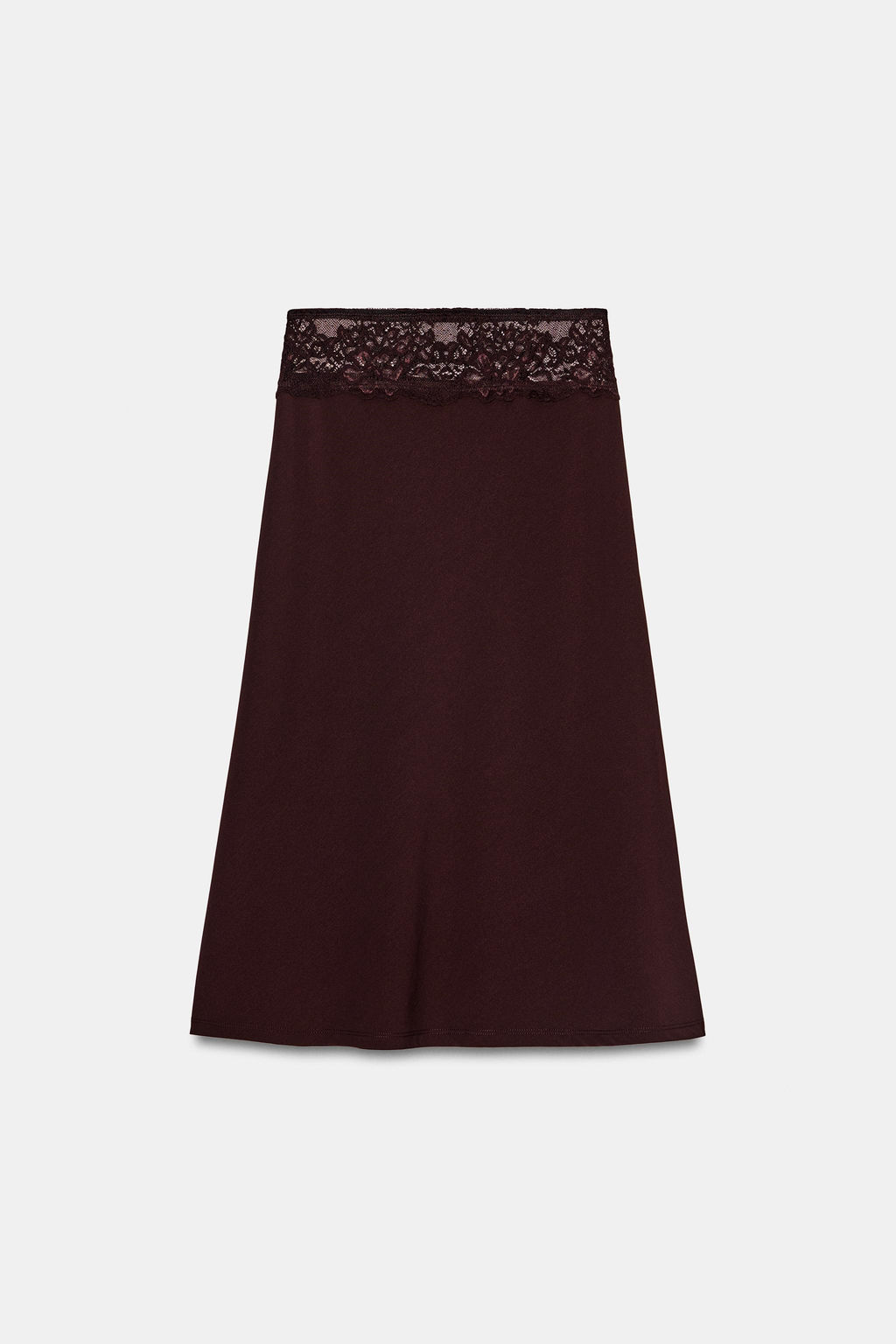 FALDA COMBINADA ENCAJE / Marr?n oscuro - Zara фото 5