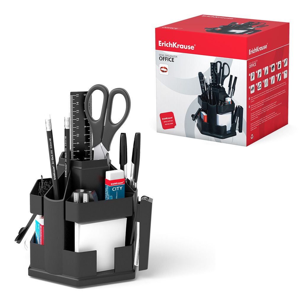 Цена за 1 шт. Набор настольный вращающийся пластиковый ErichKrause Office, Classic, черный