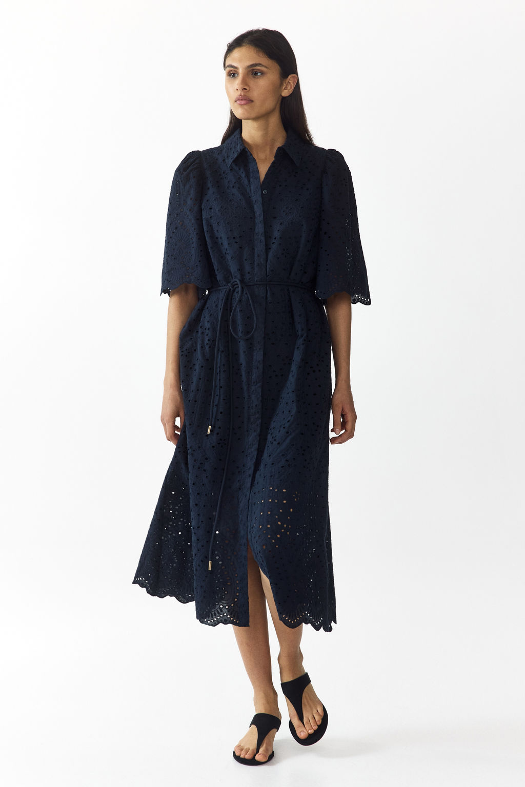 Vestido camisero de algod?n con bordado ingl?s - H&m фото 7