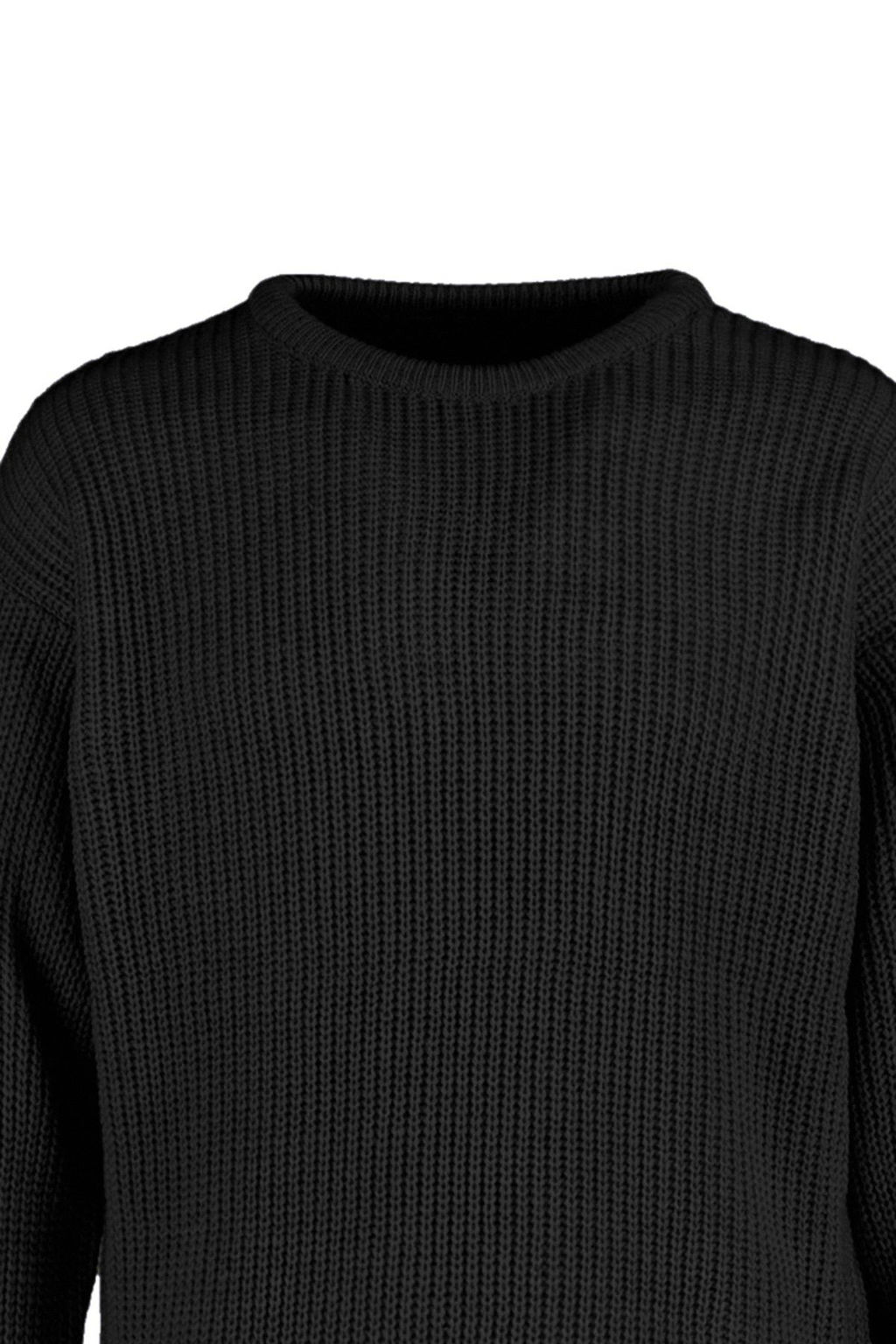 Siyah Oversize Couple/Cift Bisiklet Yaka Duz Triko Kazak TMNAW23KZ00189